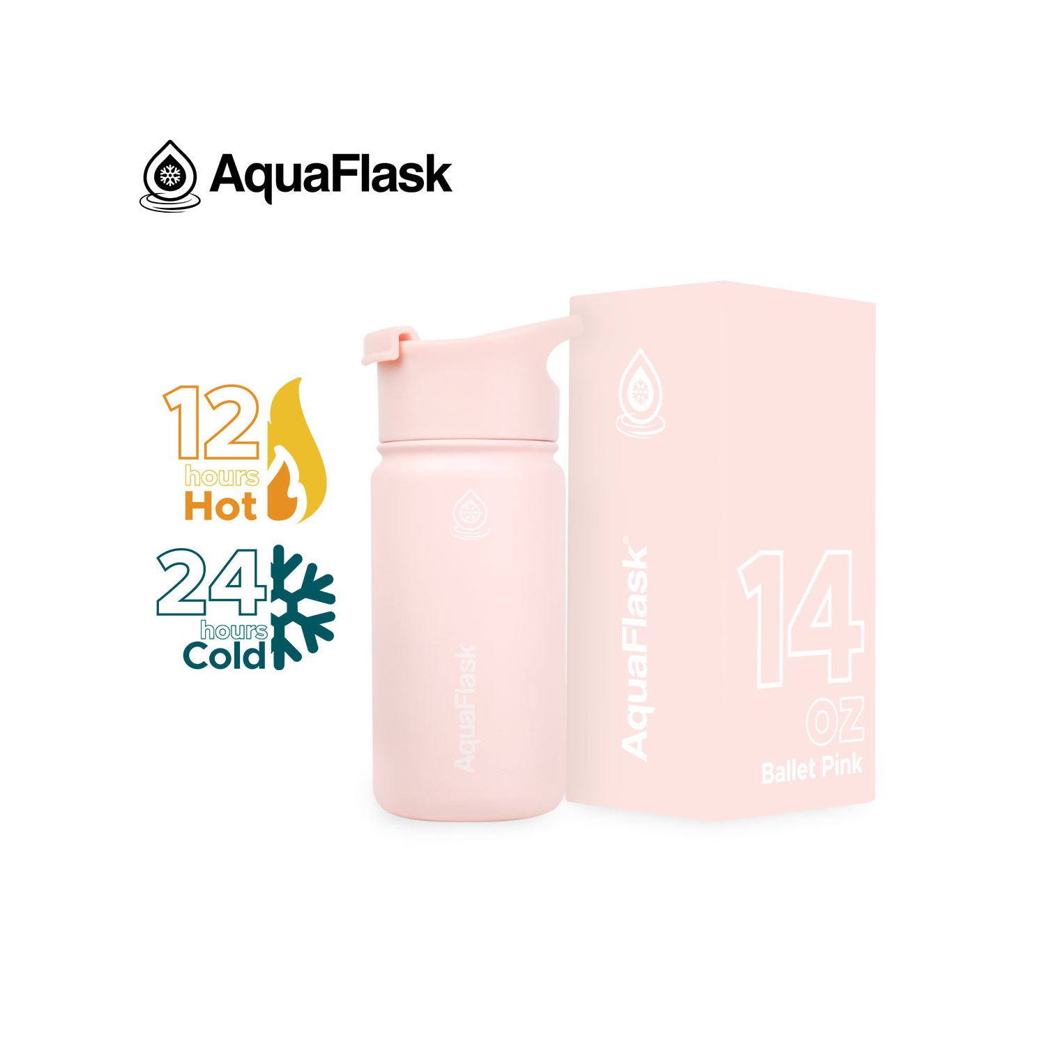 AquaFlask Original Vacuum Insulated Water Bottles 415ml - Ballet Pink