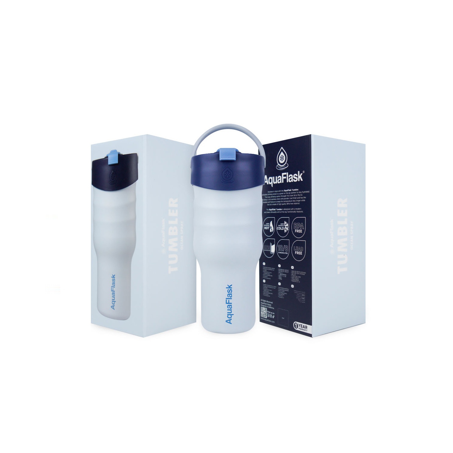 Aqua Flask Tumbler – Vacuum Insulated Stainless Steel Travel Cup 887ml - Ocean Spray