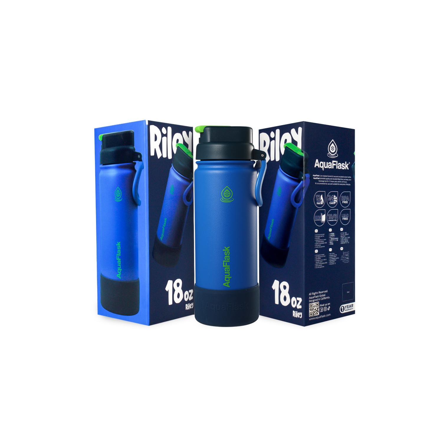 AquaFlask Kids FlipSip 532mL Water Bottles - Blue