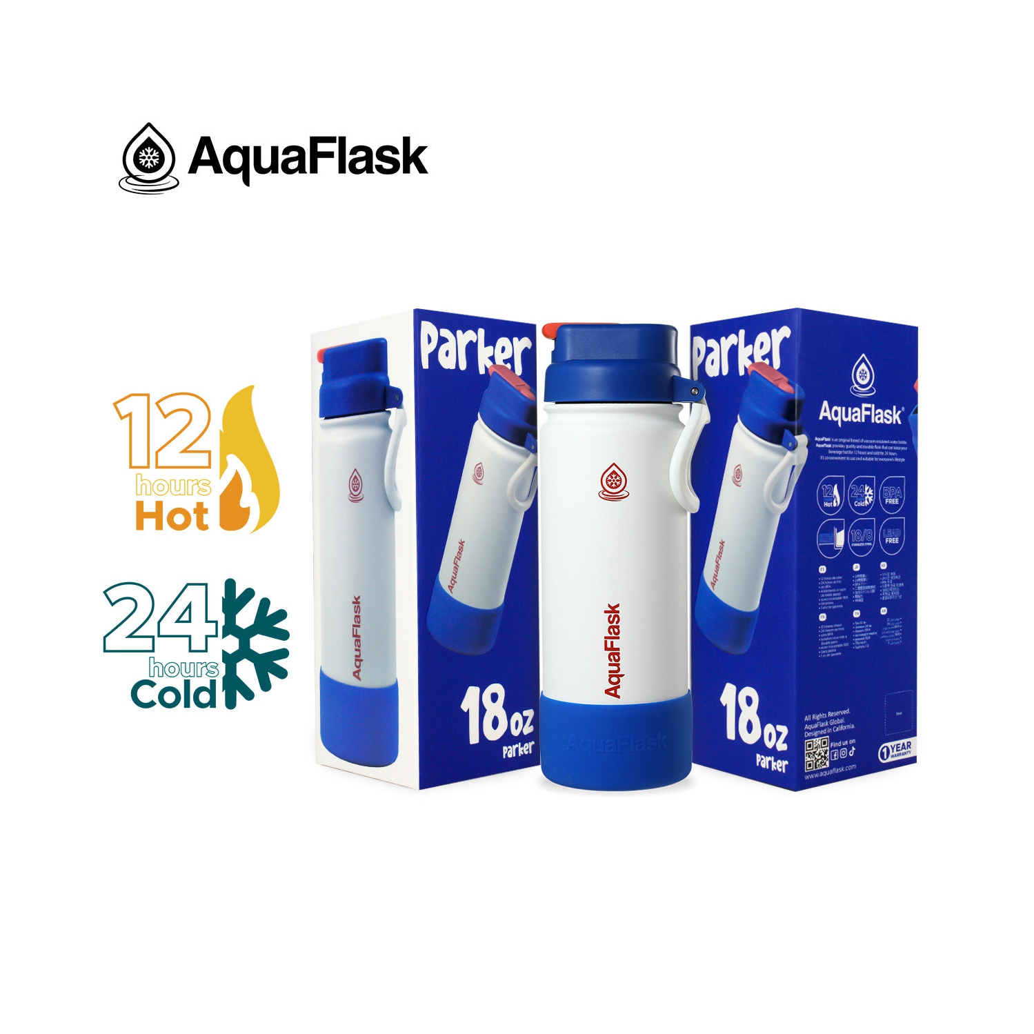 AquaFlask Kids FlipSip 532mL Water Bottles - Blue