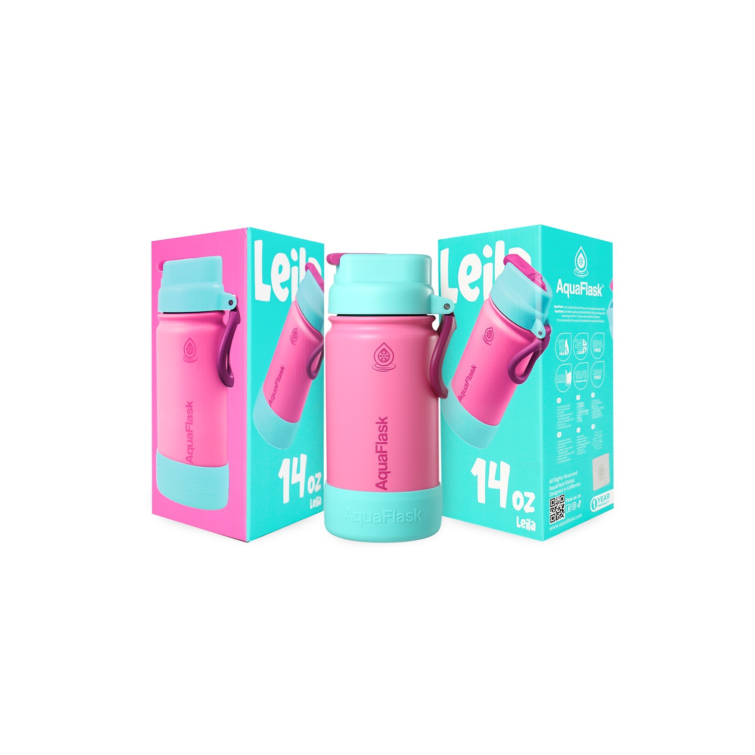 AquaFlask Kids FlipSip 532mL Water Bottles - Pink