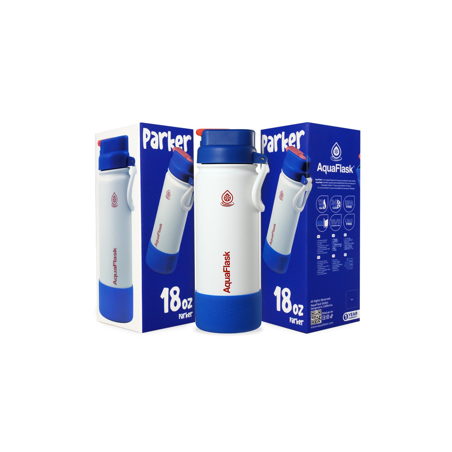 AquaFlask Kids FlipSip 532mL Water Bottles - White