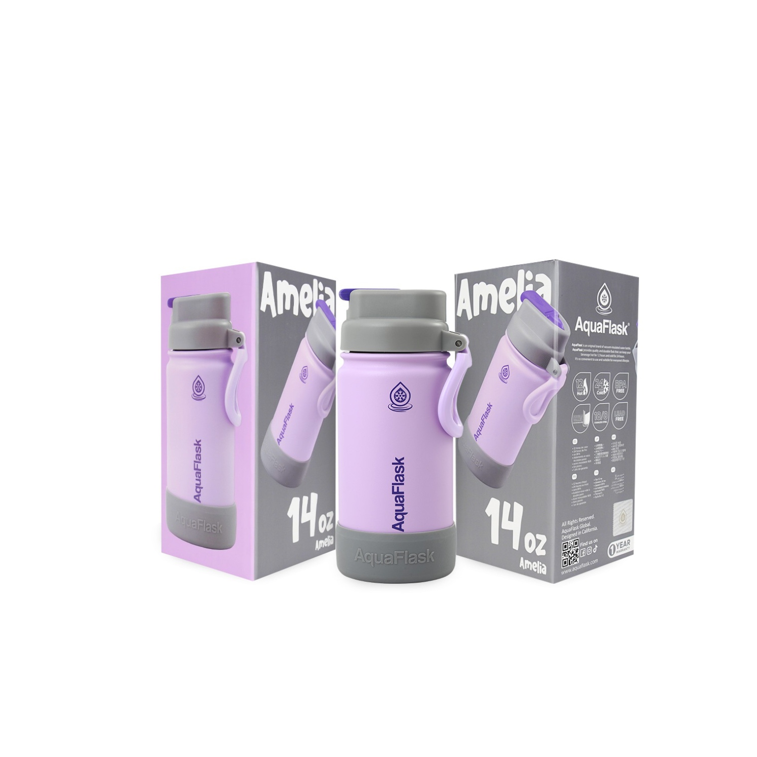 AquaFlask Kids FlipSip 532mL Water Bottles - Gray