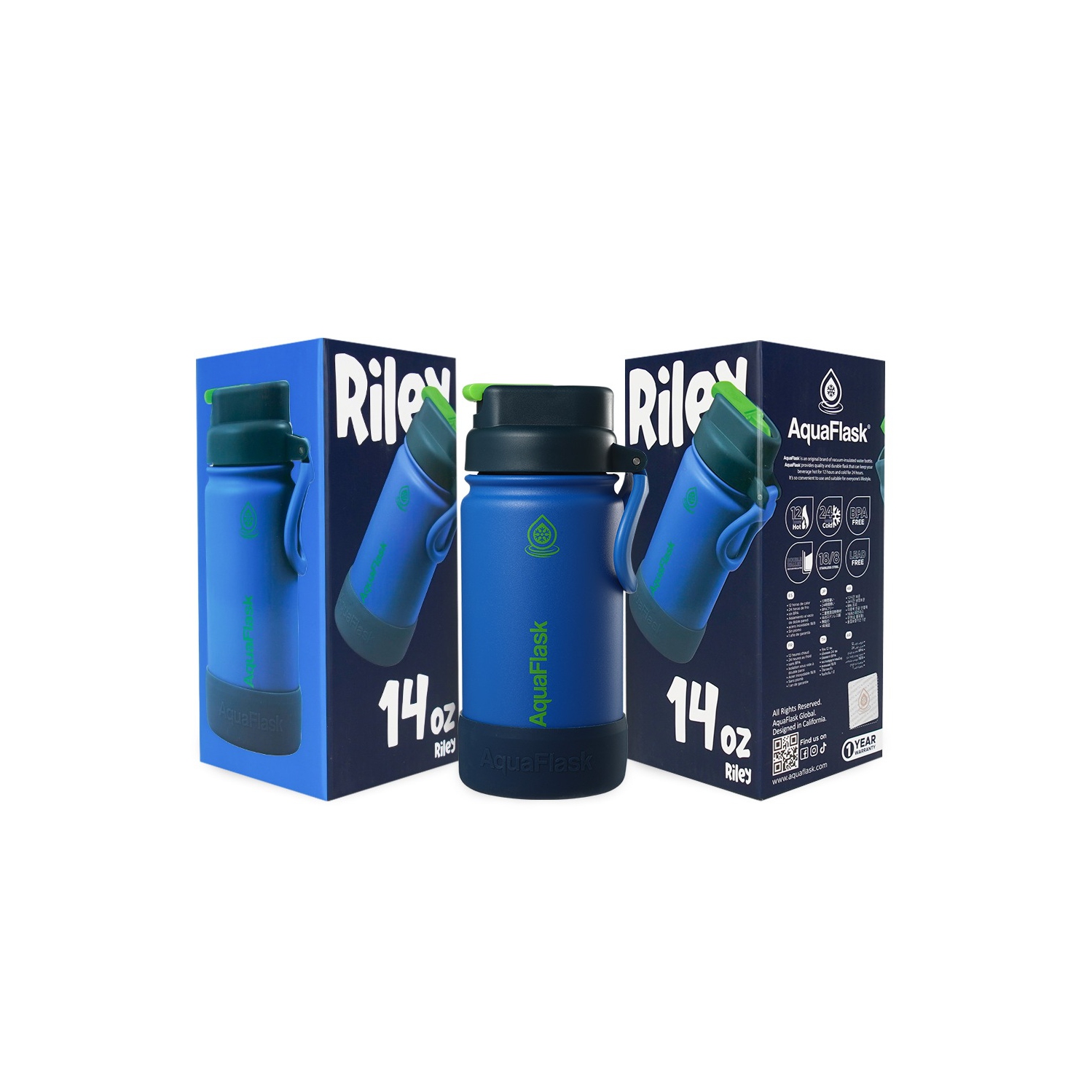 AquaFlask Kids FlipSip 532mL Water Bottles - Gray