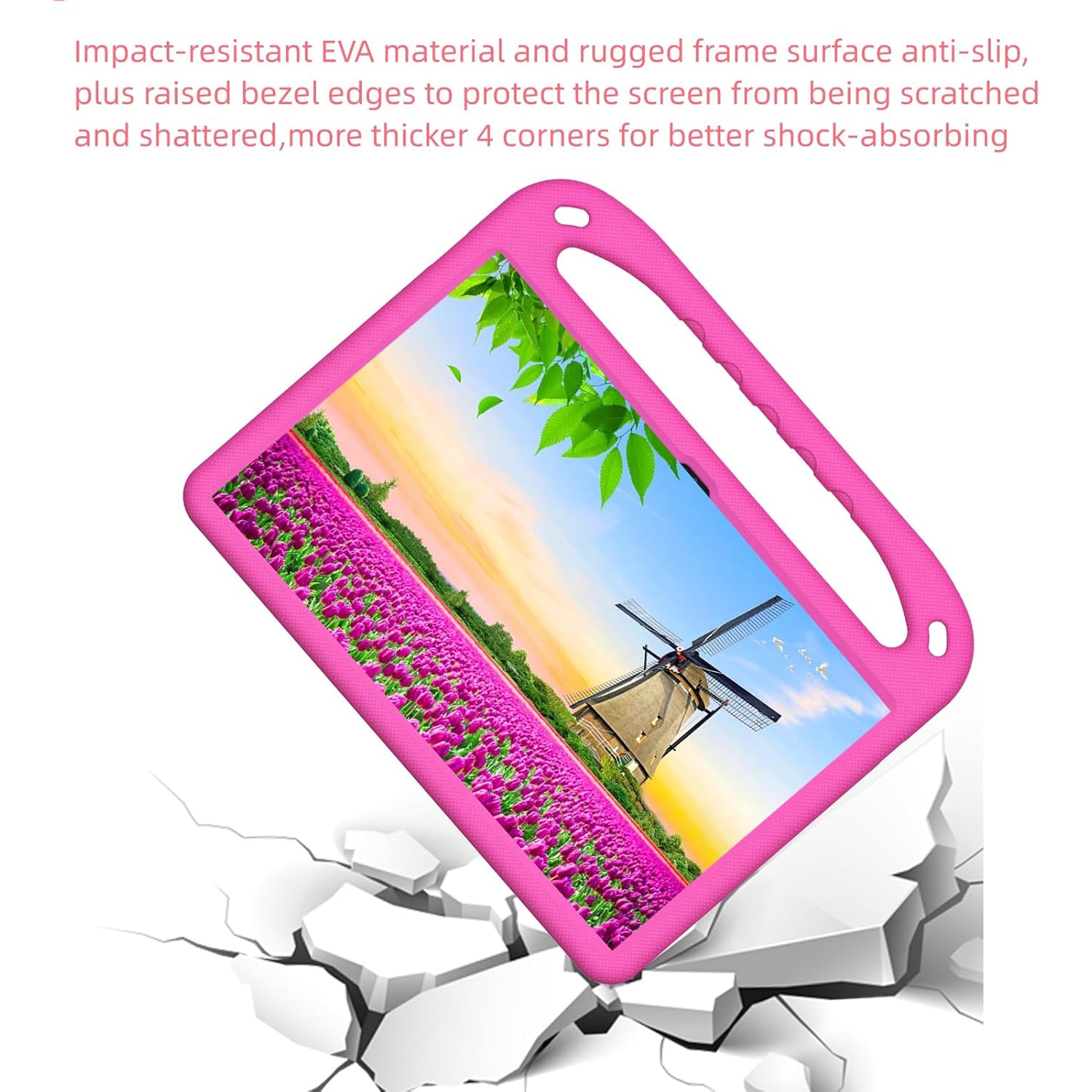 Tablet Case with Built in Handle and Kickstand Lightweight Kids Friendly Shockproof Cover Compatible