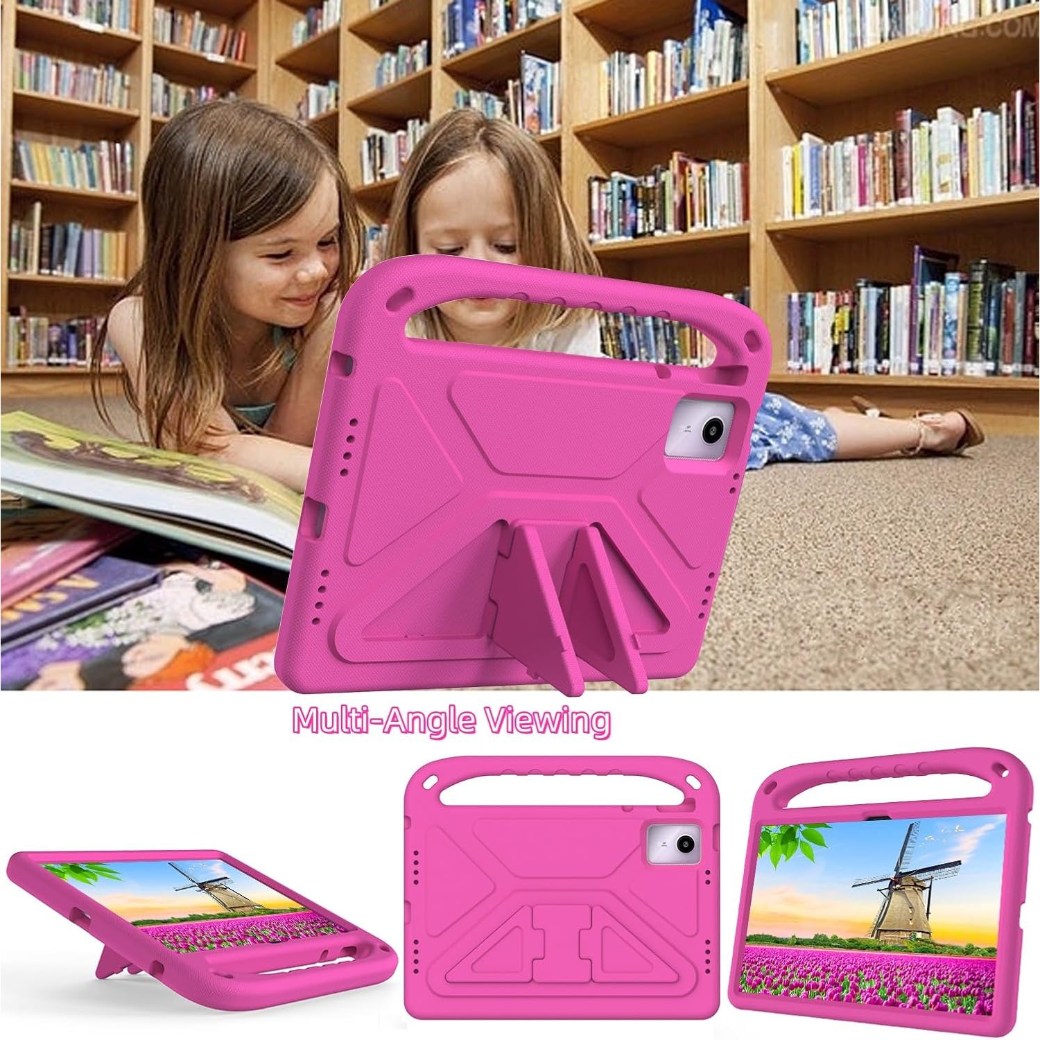 Tablet Case with Built in Handle and Kickstand Lightweight Kids Friendly Shockproof Cover Compatible