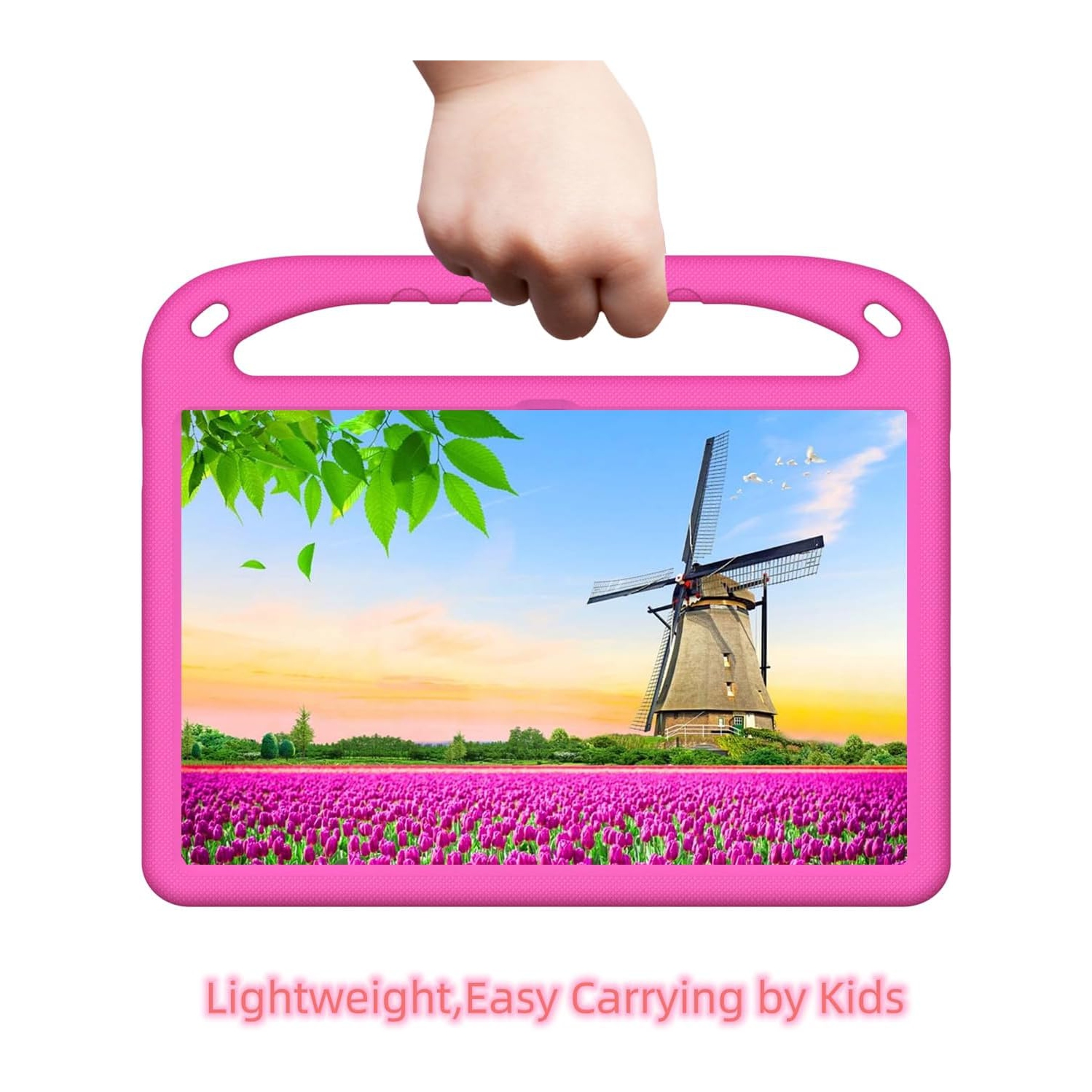 Tablet Case with Built in Handle and Kickstand Lightweight Kids Friendly Shockproof Cover Compatible