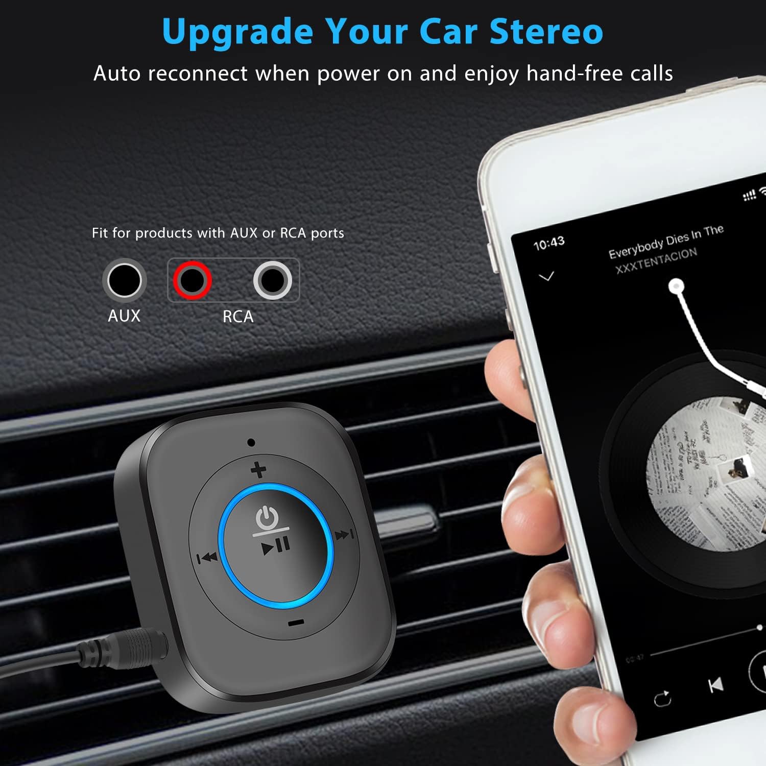 Récepteur Bluetooth 5,4 pour haut-parleur, adaptateur de musique haute fidélité sans fil avec micro intégré pour les appels mains libres pour la