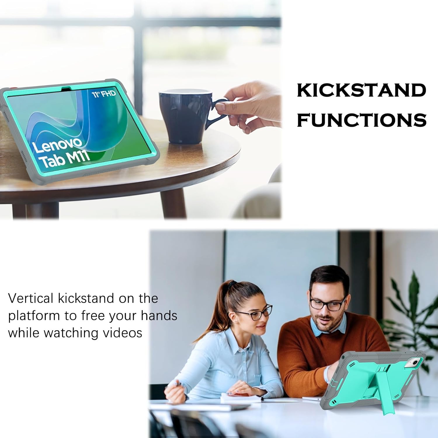 for Lenovo Tab M11 Case with Kickstand 3 in 1 Hybrid PC Rubber Heavy Duty Shockproof Full Body Protection Tablet