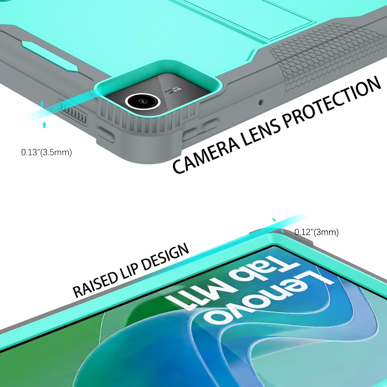 for Lenovo Tab M11 Case with Kickstand 3 in 1 Hybrid PC Rubber Heavy Duty Shockproof Full Body Protection Tablet