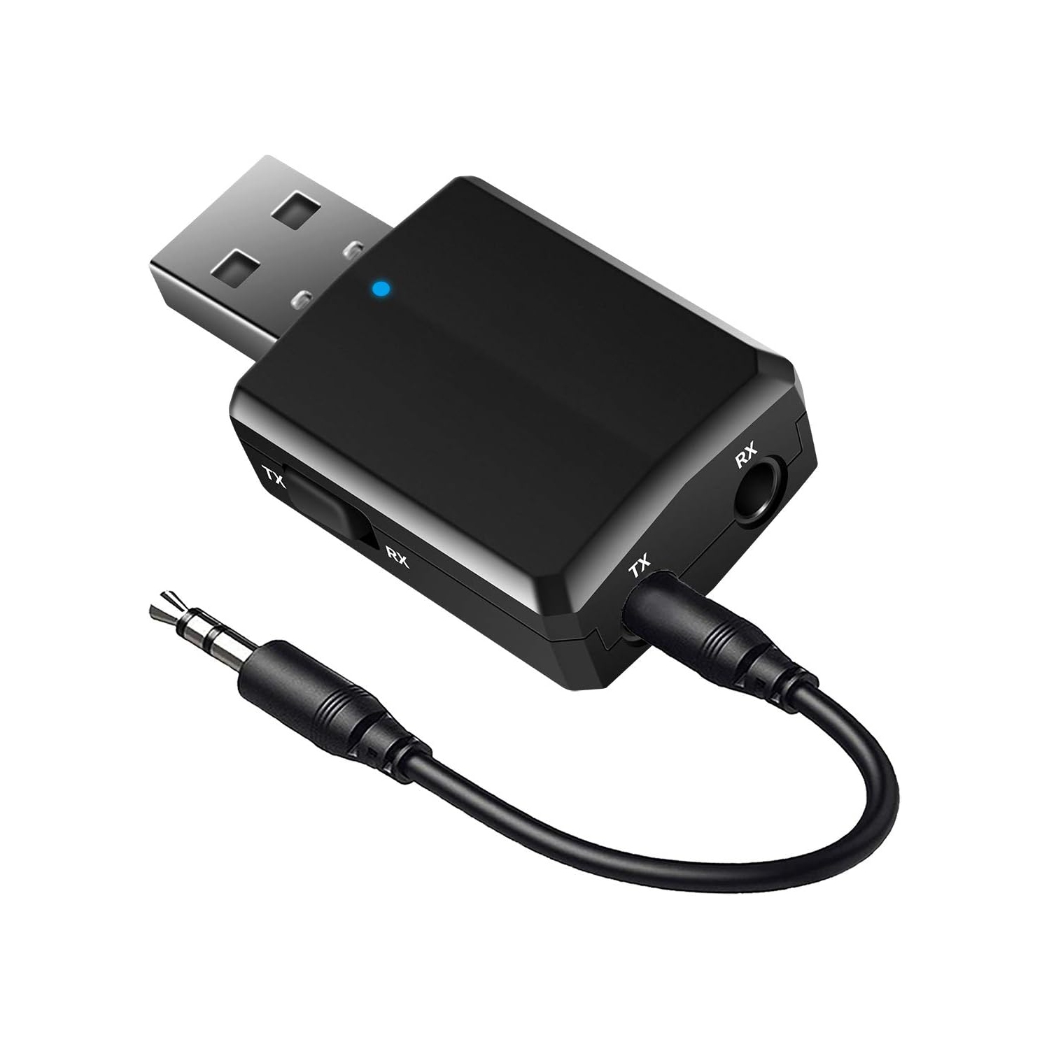 Émetteur-récepteur audio USB Bluetooth 5,0 3-en-1, mini adaptateur auxiliaire Bluetooth pour téléviseur PC Écouteurs stéréo maison