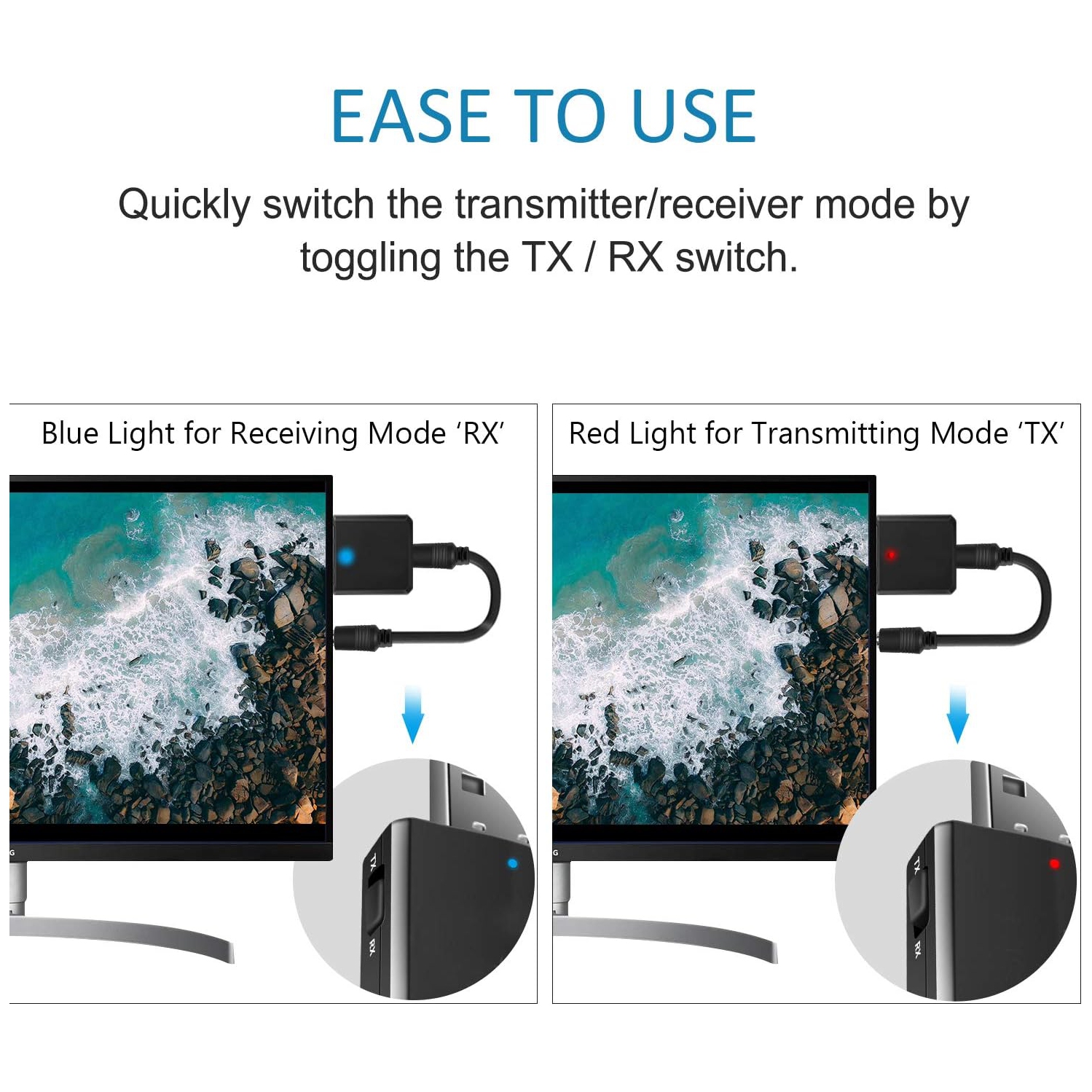 Émetteur-récepteur audio USB Bluetooth 5,0 3-en-1, mini adaptateur auxiliaire Bluetooth pour téléviseur PC Écouteurs stéréo maison