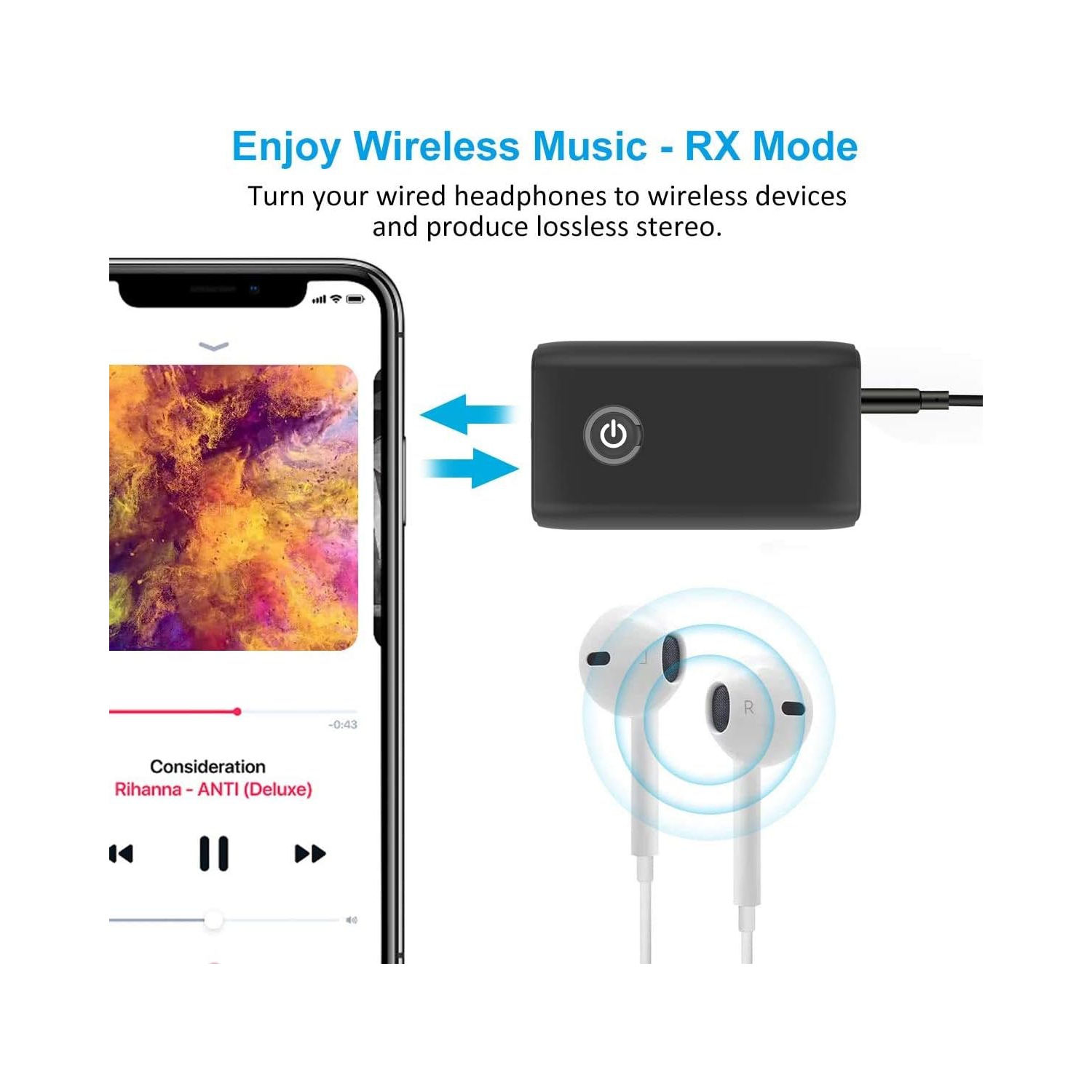 Émetteur et récepteur Bluetooth 5,3, émetteur audio sans fil 2-en-1, adaptateur de récepteur audio Bluetooth auxiliaire 3,5&nbsp;mm