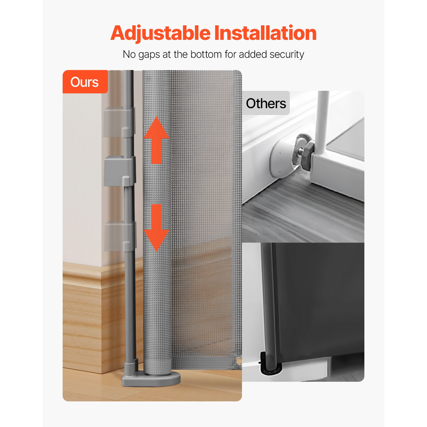 VEVOR 34 inch Tall Retractable Baby Gate, Extends up to 55 inch Wide, Retractable Gate for Kids or Pets, Mesh Material, Easy to Install for Indoor