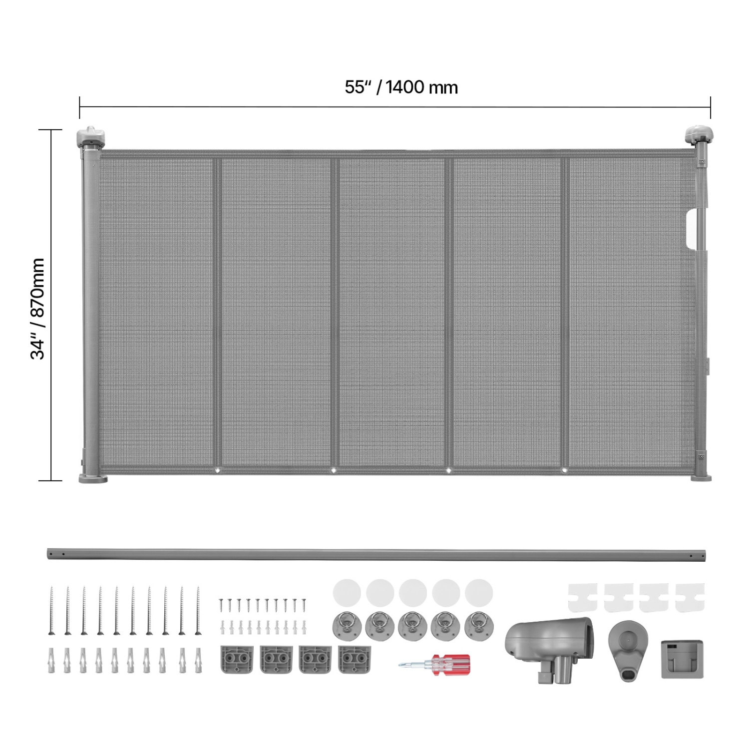 VEVOR 34 inch Tall Retractable Baby Gate, Extends up to 55 inch Wide, Retractable Gate for Kids or Pets, Mesh Material, Easy to Install for Indoor