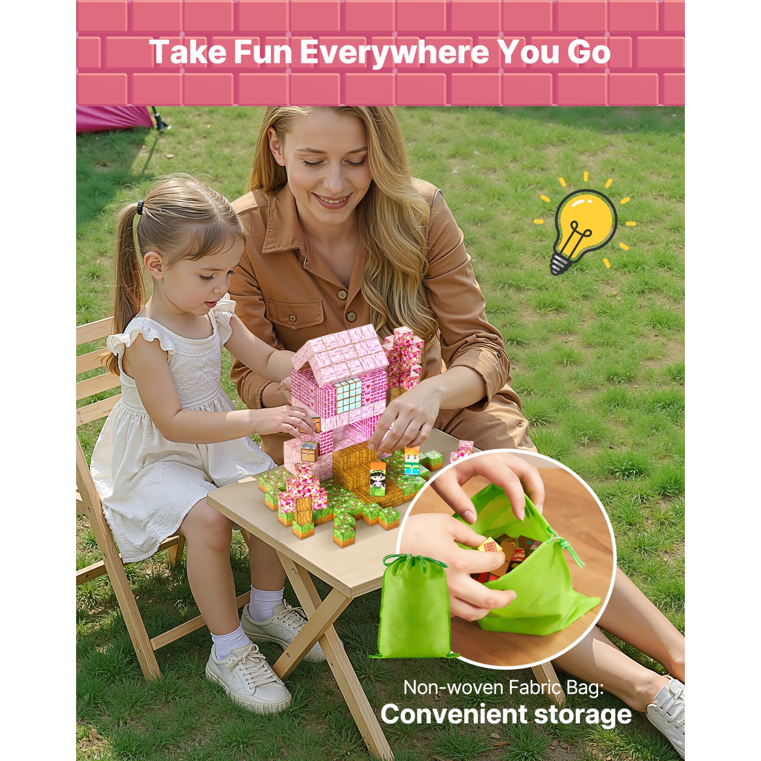 VEVOR 100 PCS Magnetic Blocks, Princess Castle Set, Magnetic Building Cubes for Kids, STEM Montessori Sensory Toys for Christmas Birthday Gift, for