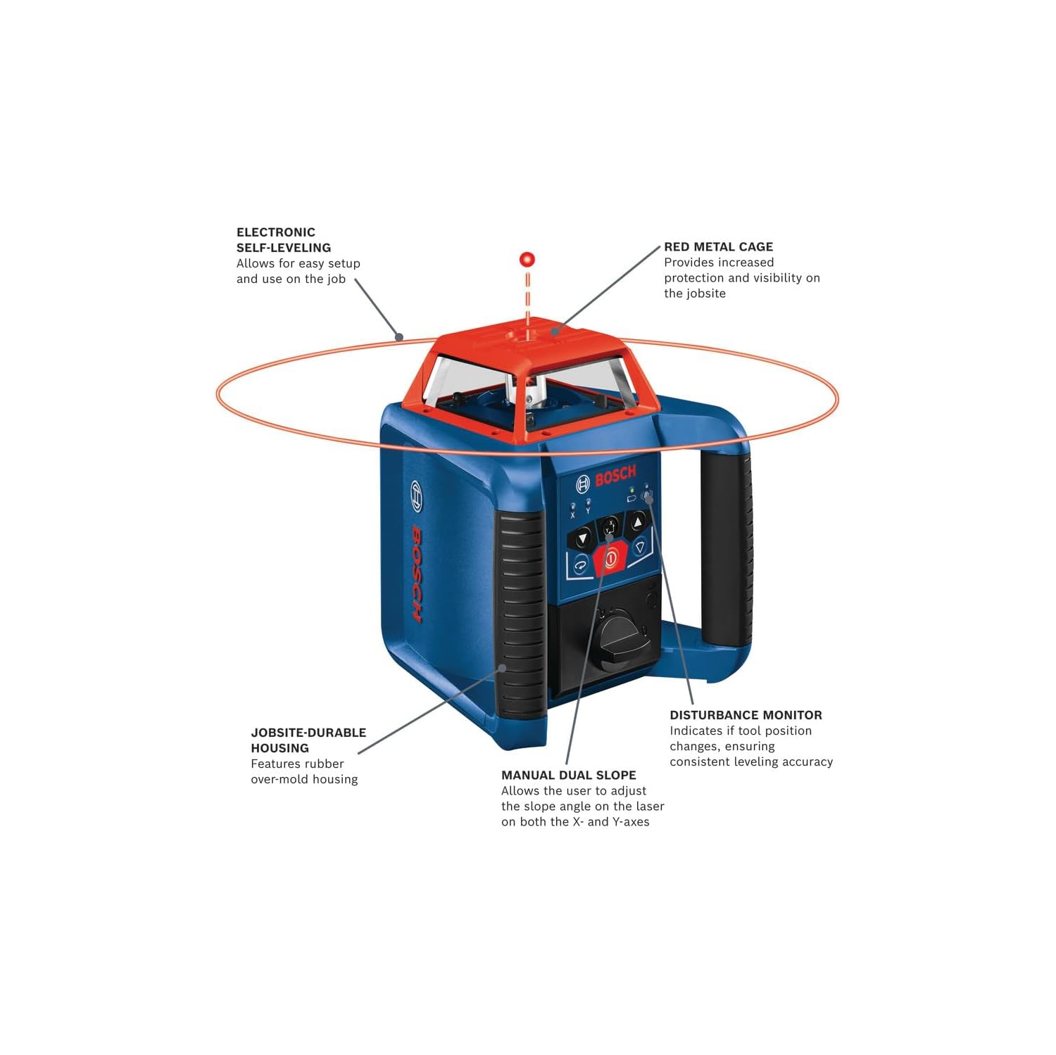 Ensemble laser rotatif sans fil à mise à niveau automatique horizontale/verticale pour cuisinière extérieure 2000Ft Revolve2000 Grl2000-40Hvk de Bosch