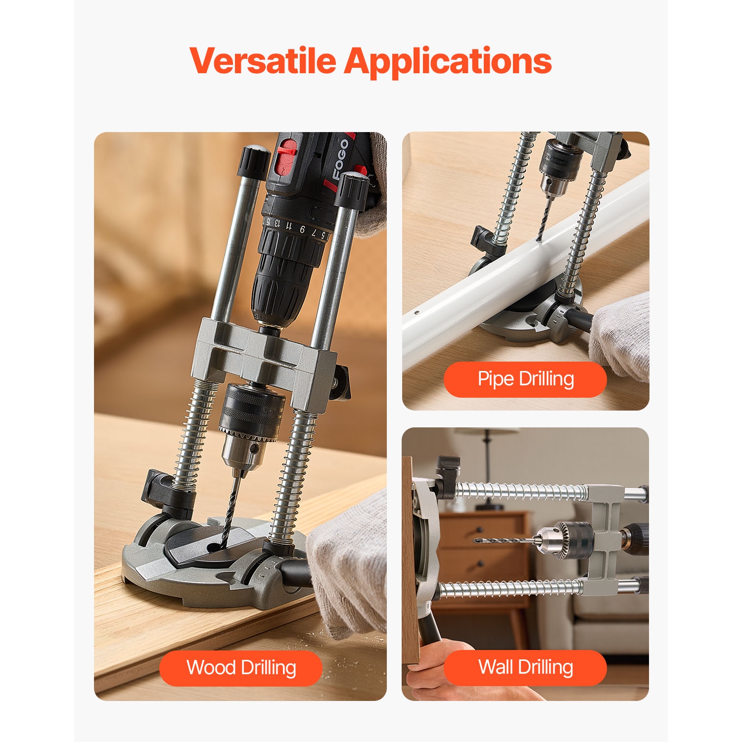 VEVOR Drill Guide, Multi-Angle Press Portable Precision Drilling Guide Jig Attachment, with Large Handle and Mounting Holes, Aluminum Alloy, for
