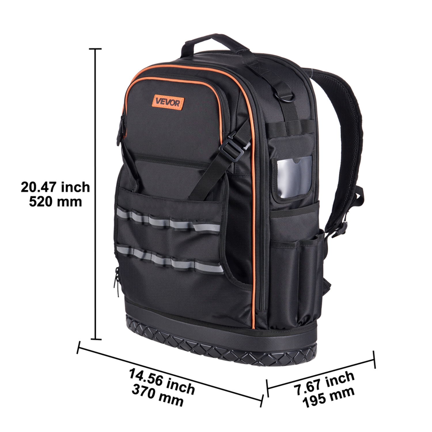 VEVOR 65 Pockets Tool Backpack with Tools, Heavy-duty Tools Storage Organizer Bags with Laptop Compartment & Molded Base, Electrician Jobsite