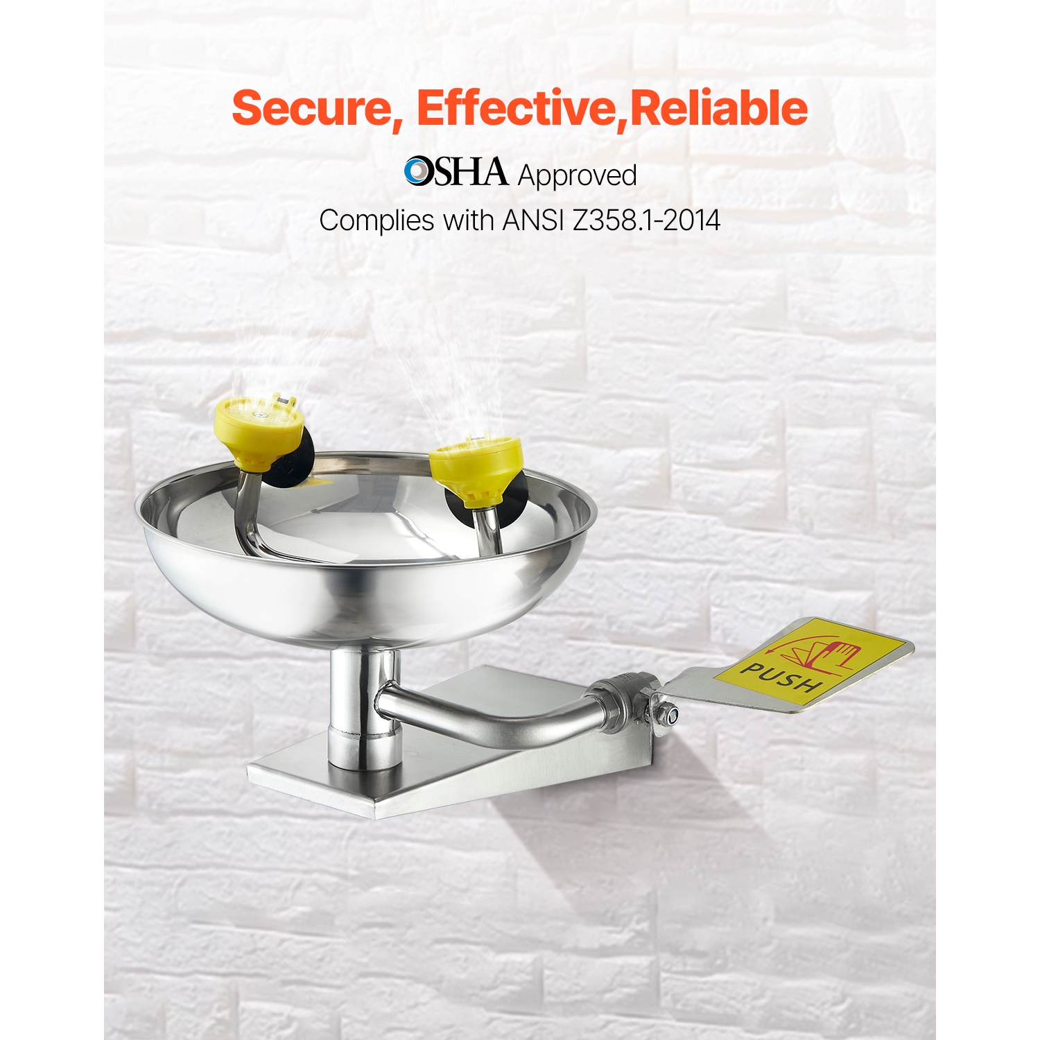 VEVOR 16.14 x 12.99 x 9.45 In Emergency Eye Wash Station, Stainless Steel Wall-Mounted Eyewash Unit, First Aid Eye Wash Sink, Ideal for Laboratories,