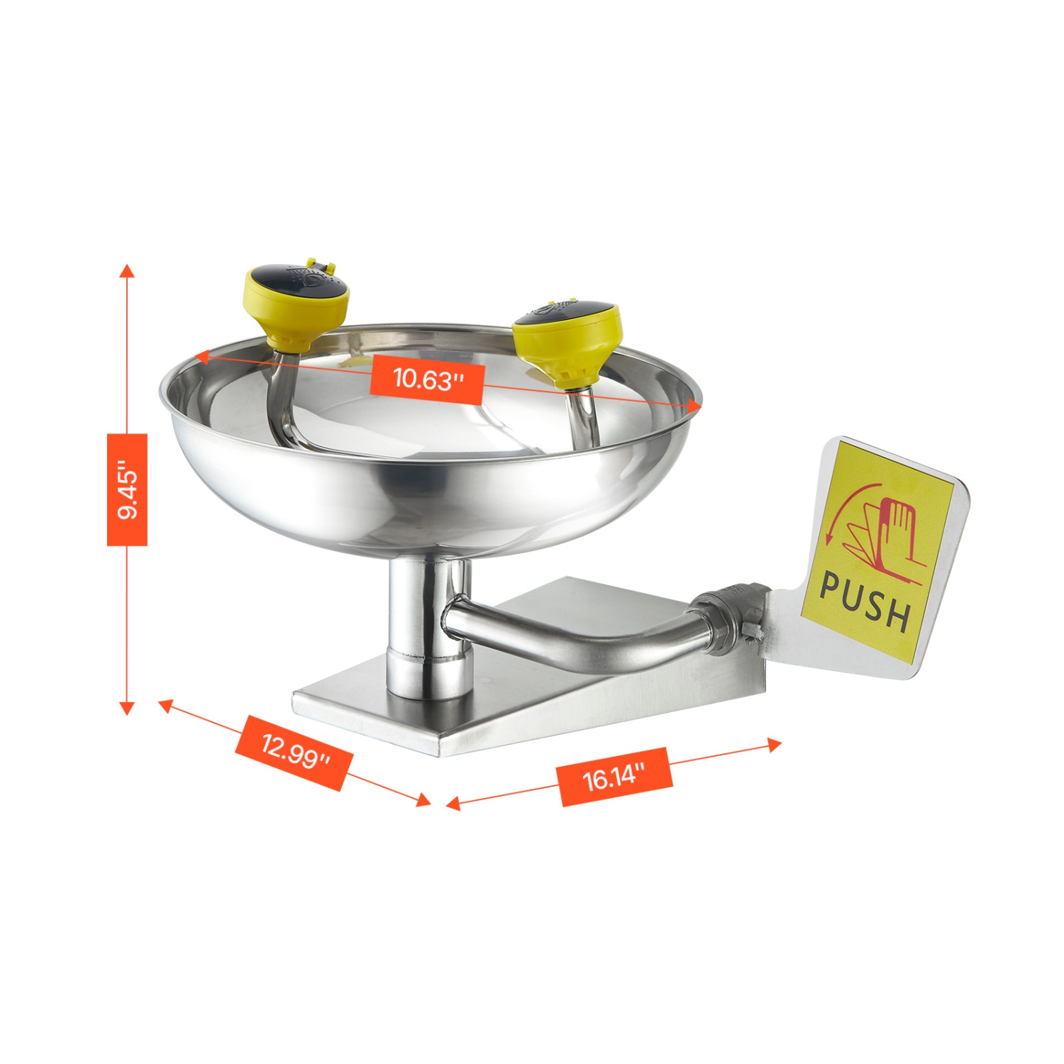 VEVOR 16.14 x 12.99 x 9.45 In Emergency Eye Wash Station, Stainless Steel Wall-Mounted Eyewash Unit, First Aid Eye Wash Sink, Ideal for Laboratories,