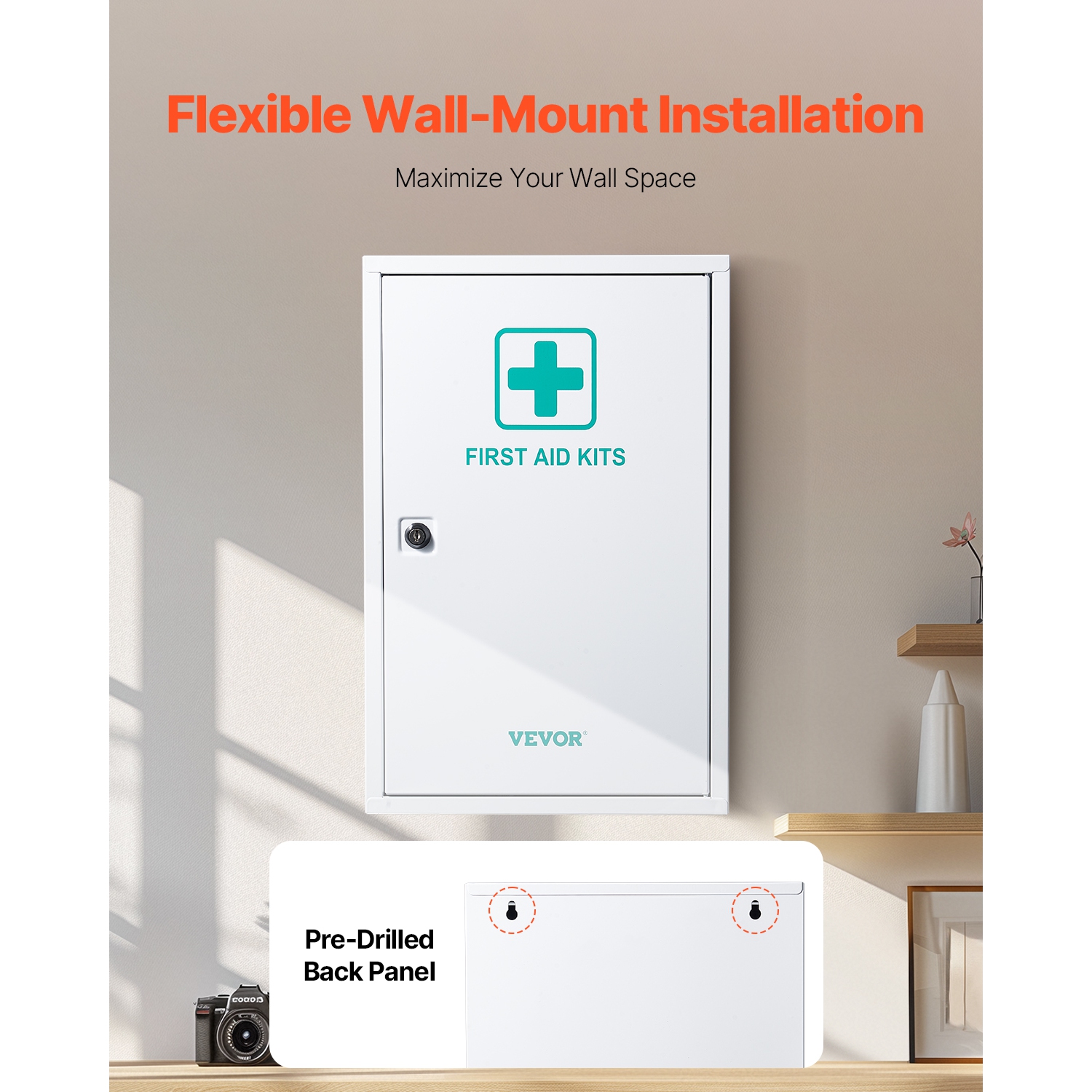 VEVOR 3-Shelf First Aid Cabinet, 1000 Pieces, Large Capacity First Aid Kit, Wall Mounted Medicine Cabinet, OSHA & ANSI 2015, Industrial Emergency