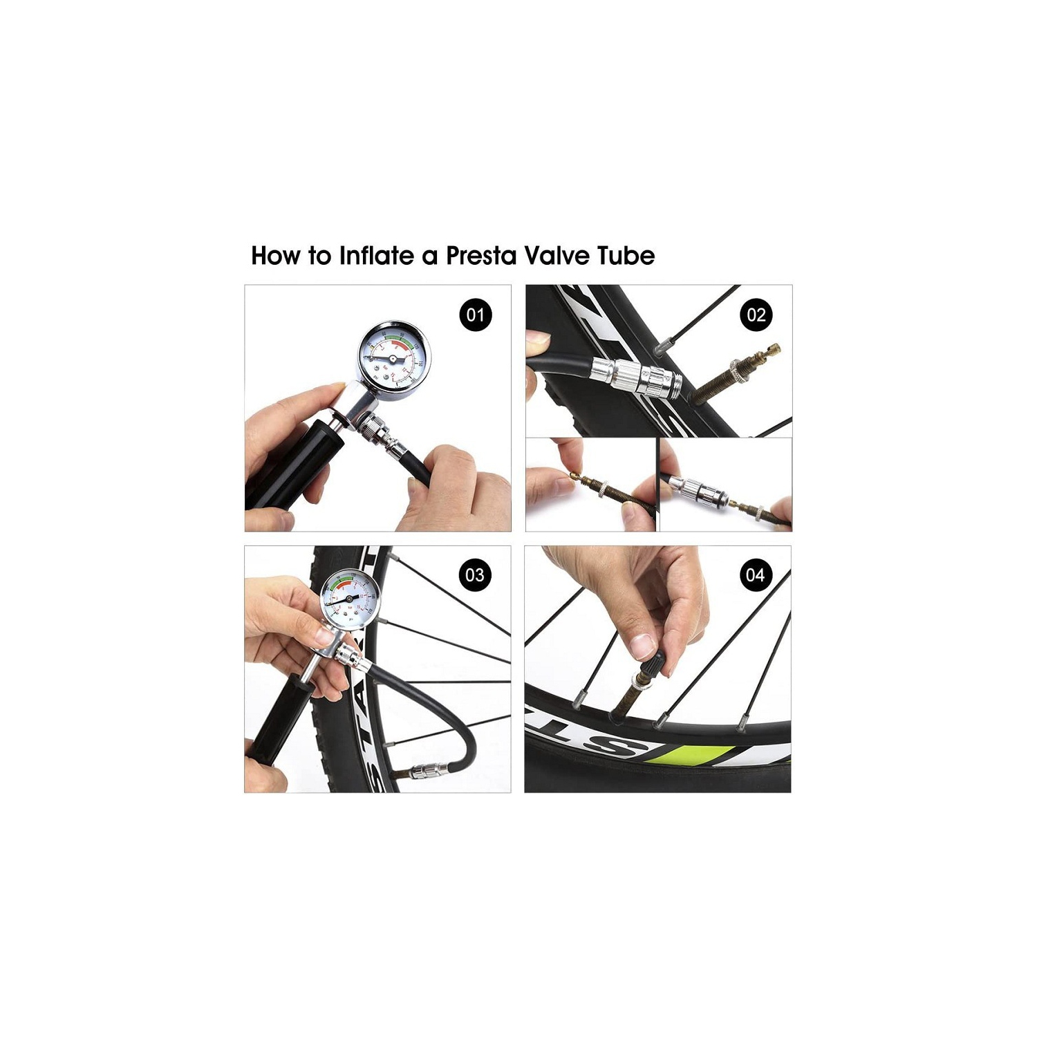 Ball Pump with Pressure Gauge, Portable Bicycle Inflator with Inflation Needle and Pressure Relief Valve, Suitable for Bicycles and Basketballs