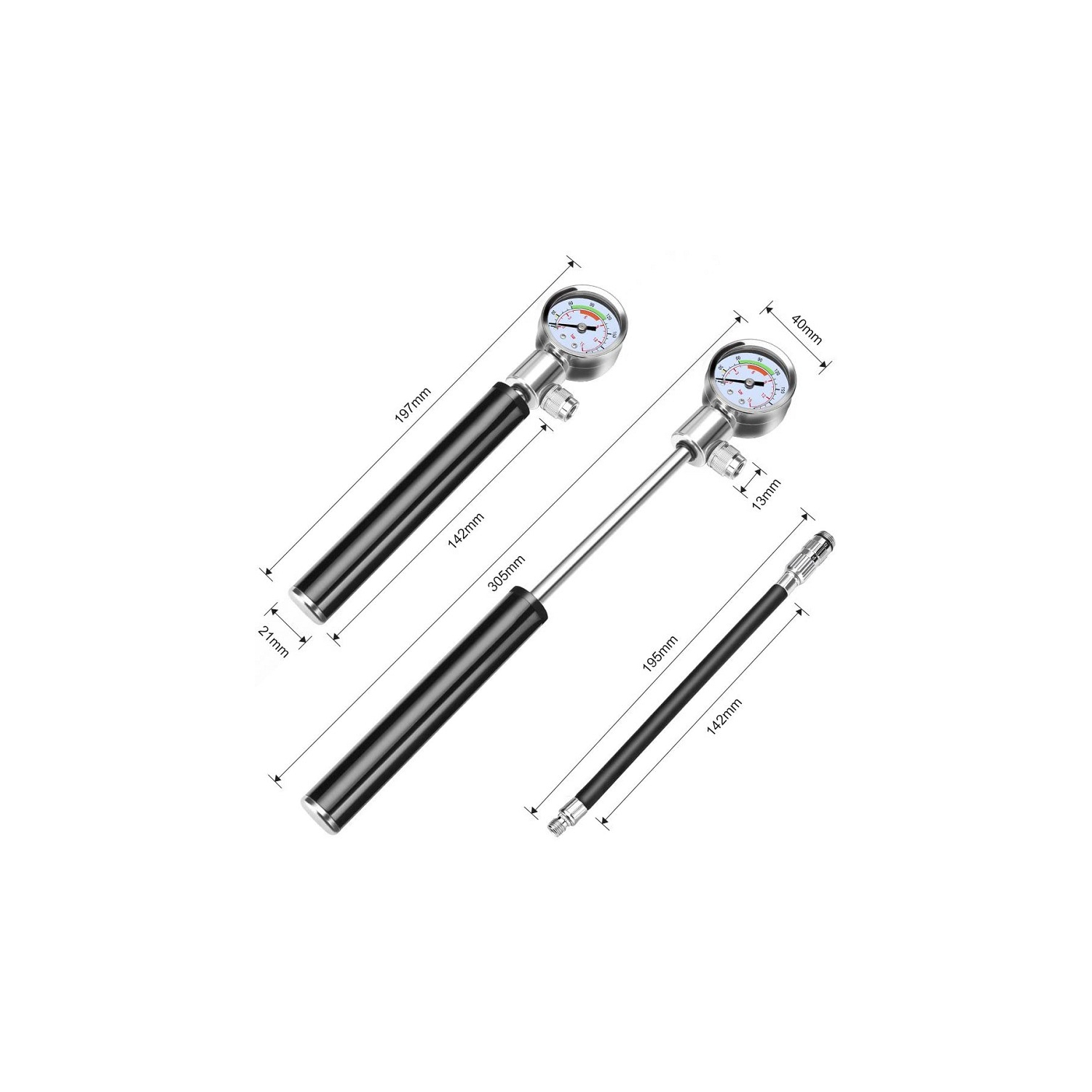 Ball Pump with Pressure Gauge, Portable Bicycle Inflator with Inflation Needle and Pressure Relief Valve, Suitable for Bicycles and Basketballs