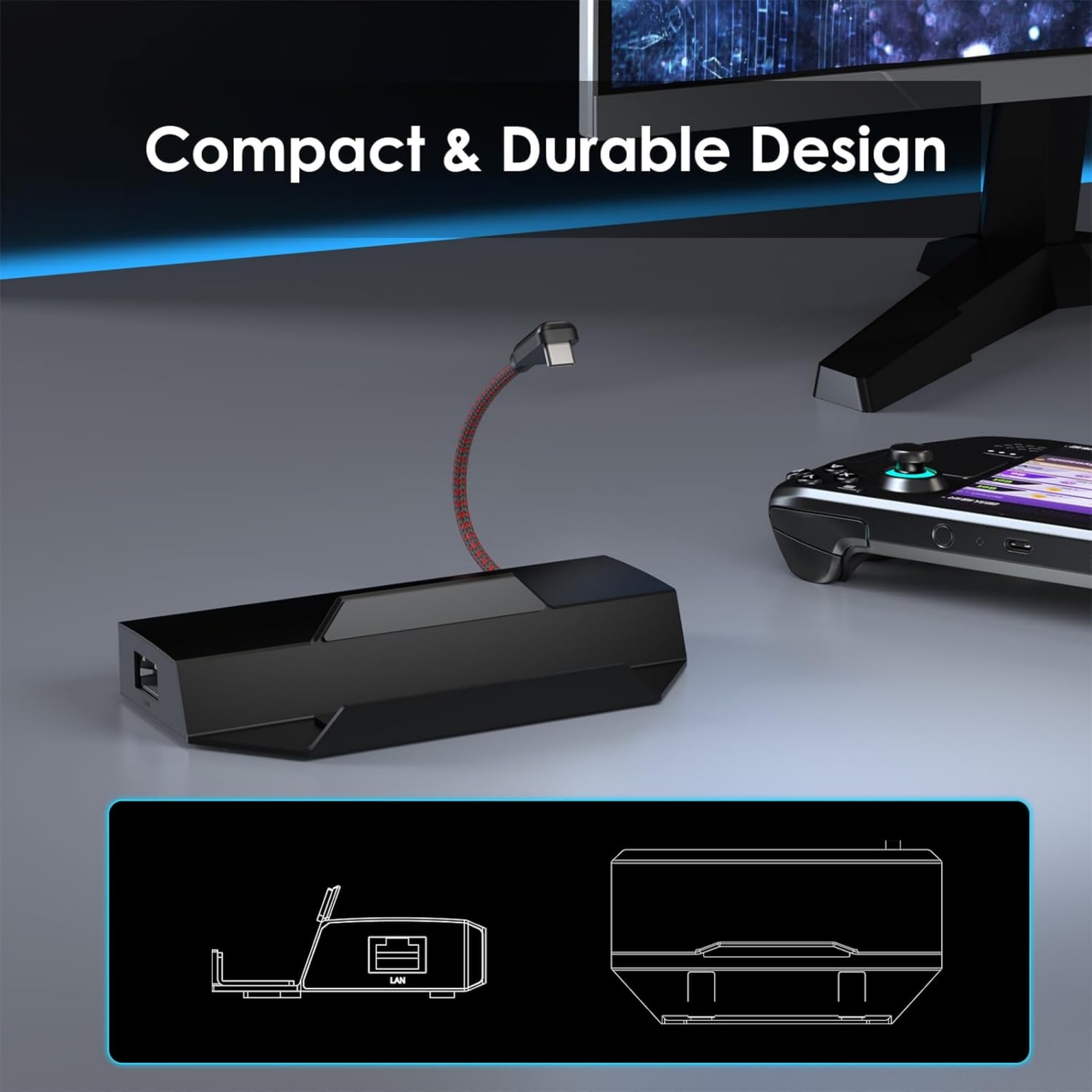 Steam Deck Dock, 6-in-1 Docking Station for Steam Deck/ROG Ally/Legion Go with 4K@144Hz HDMI 2.1, 100W PD in, 3X 10G USB 3.2, Gigabit RJ45