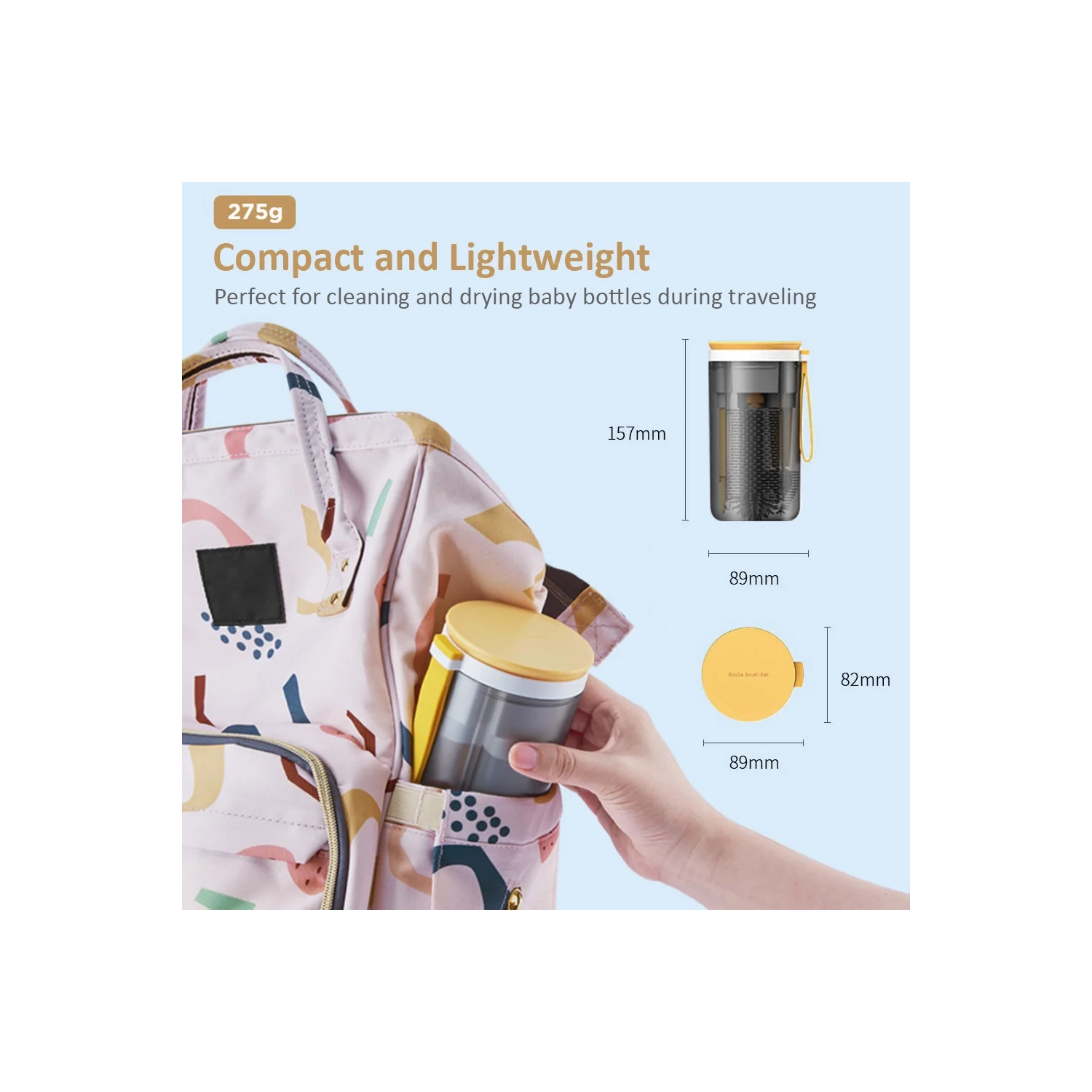 Portable Baby Bottle Brush Set, Retractable Silicone Bottle Cleaner, Travel and Home Use