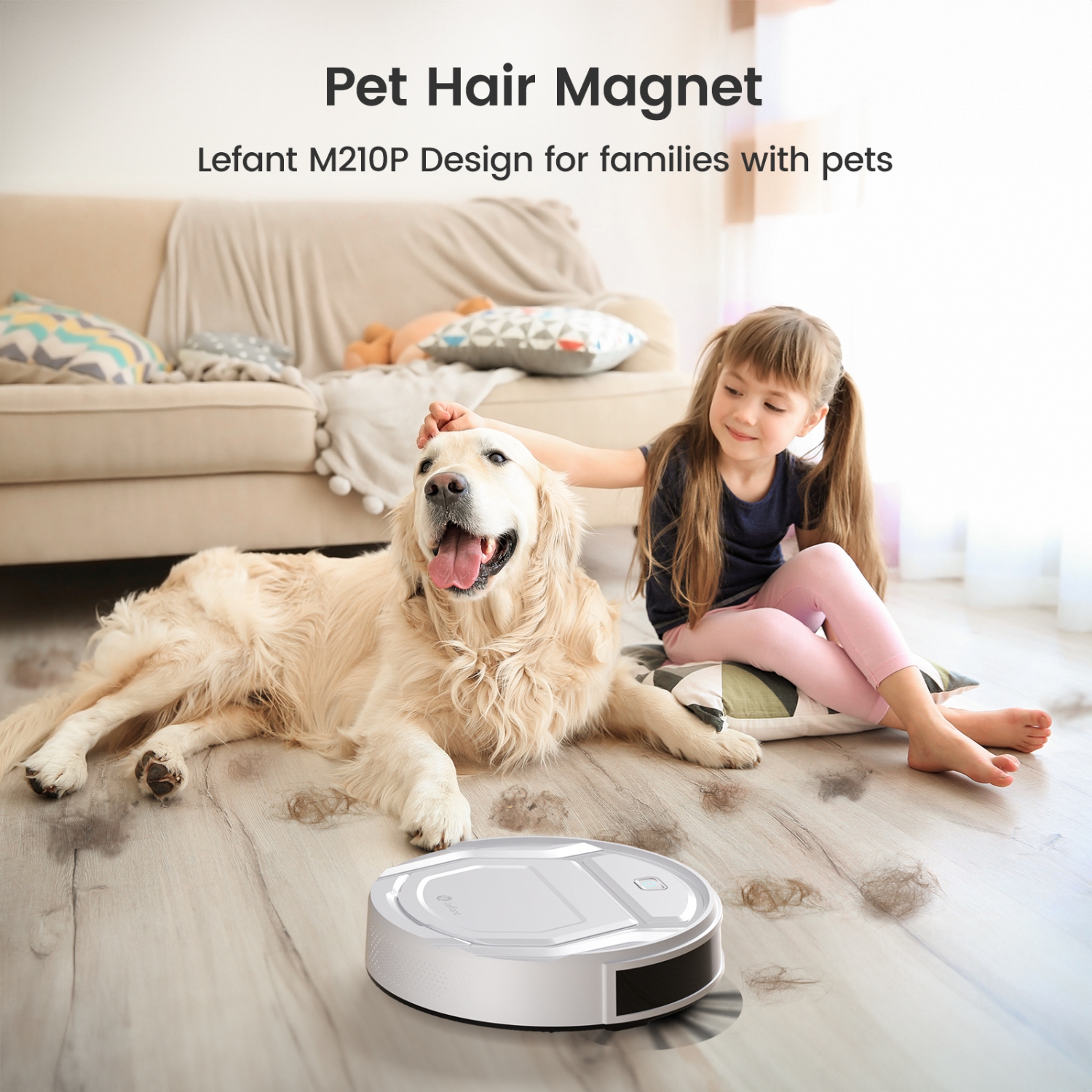 Lefant Robot Vacuum with Powerful Suction, 6 Cleaning Modes, 120 Mins Runtime, Anti-Collision/Drop Sensor, Voice Control, Ideal for Pet Hair Hard