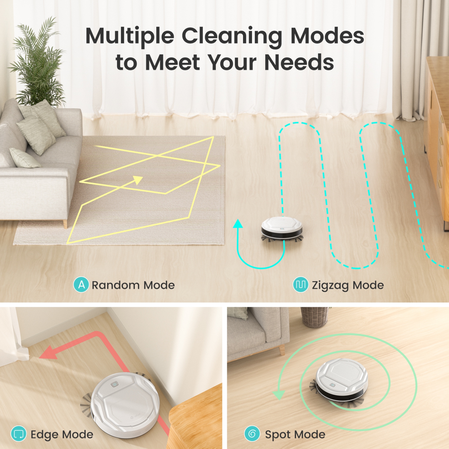 Lefant Robot Vacuum with Powerful Suction, 6 Cleaning Modes, 120 Mins Runtime, Anti-Collision/Drop Sensor, Voice Control, Ideal for Pet Hair Hard