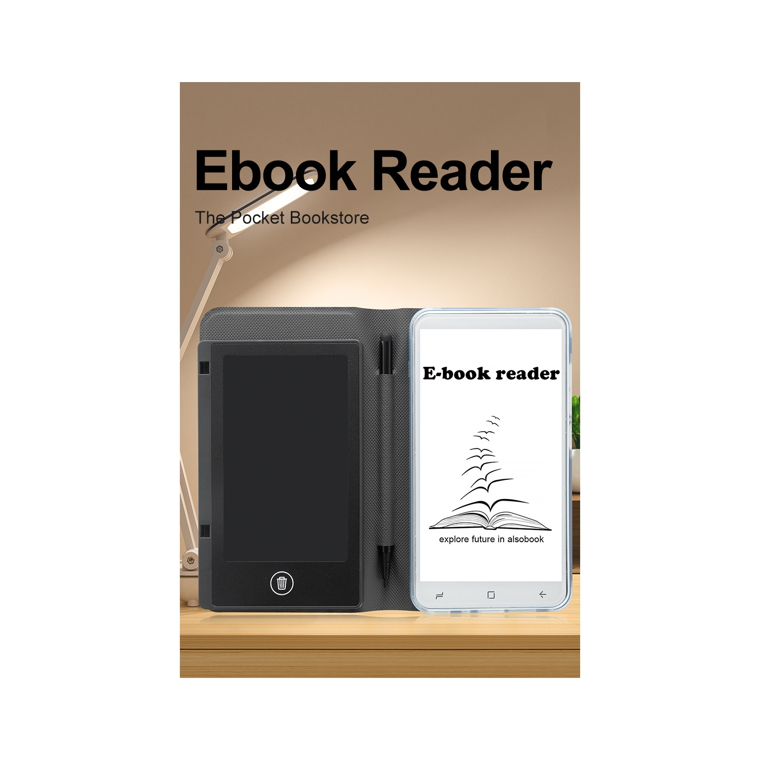 Lecteur de livres numériques à écran tactile, écran encreur de 5 pouces, lecteur électronique portatif - 1G+8&nbsp;Go