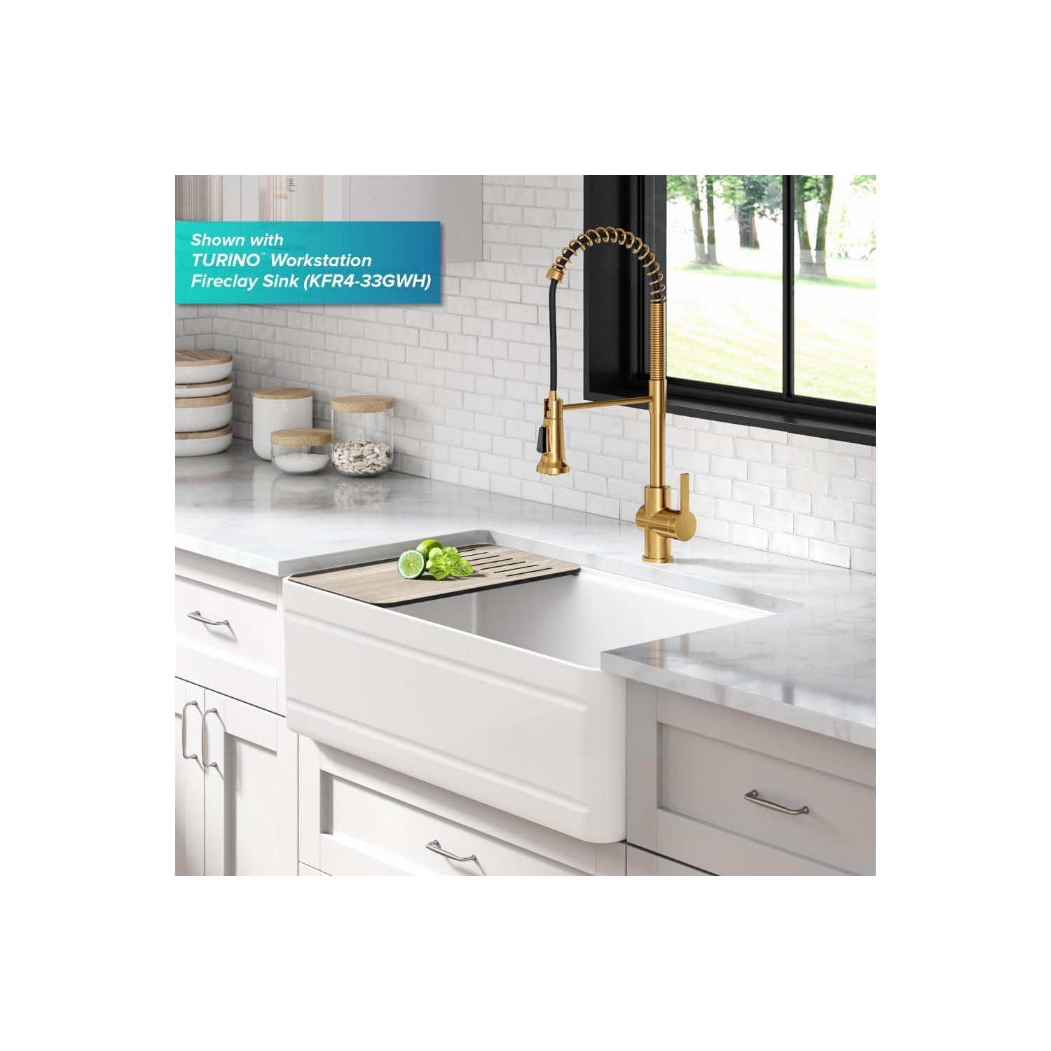 KRAUS Britt 2nd Gen Commercial Style Pull-Down Single Handle Kitchen Faucet in Brushed Brass, KPF-1691BB