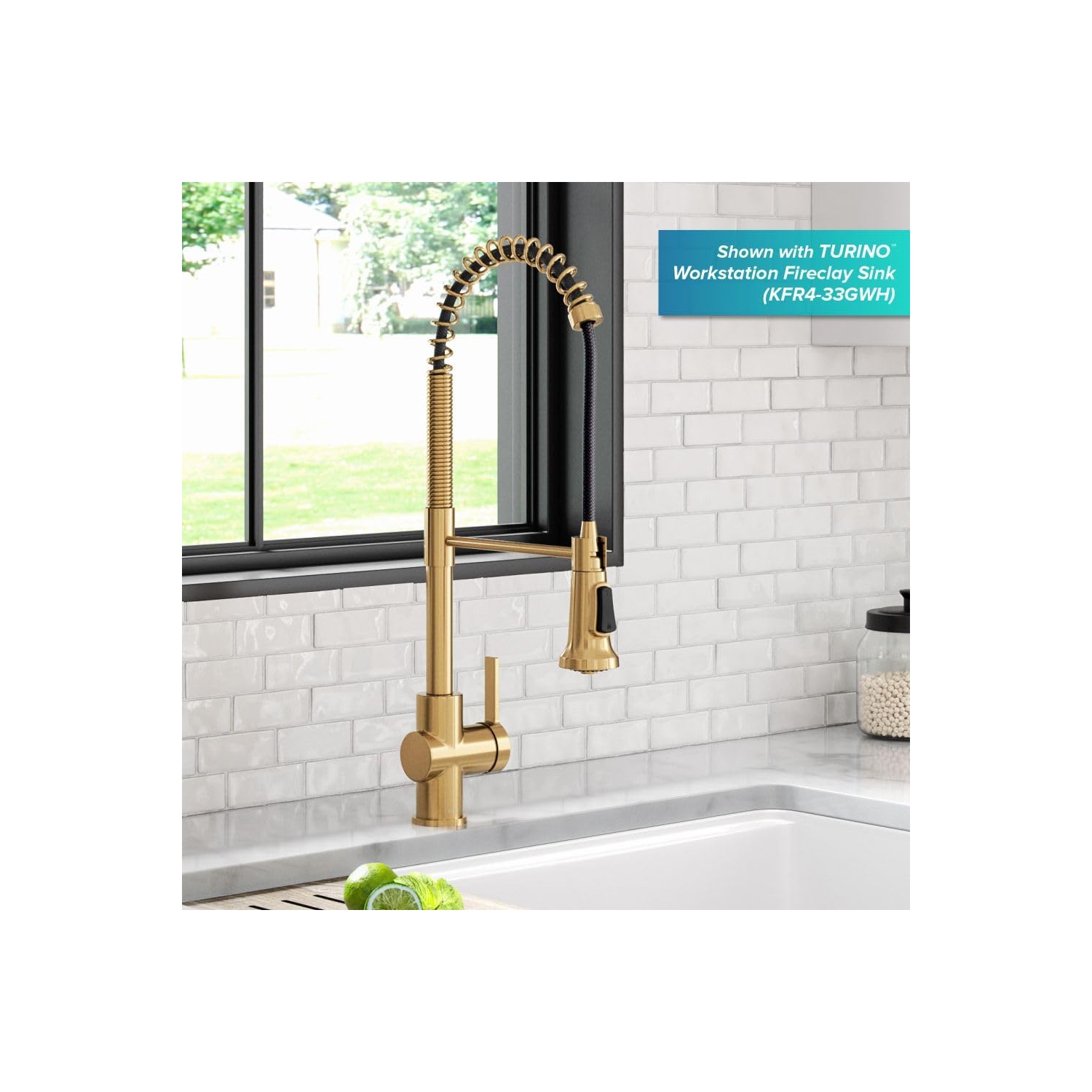 KRAUS Britt 2nd Gen Commercial Style Pull-Down Single Handle Kitchen Faucet in Brushed Brass, KPF-1691BB