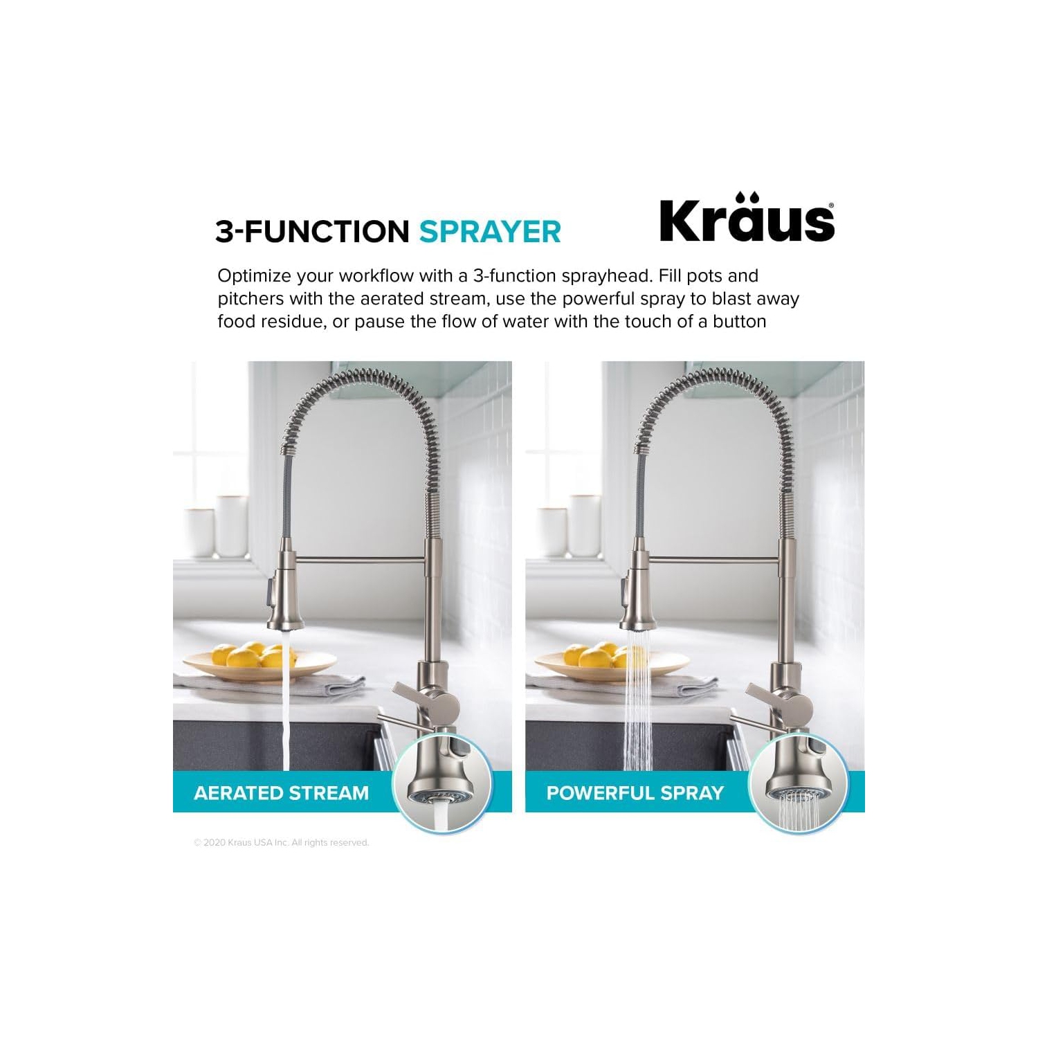 KRAUS Britt 2nd Gen Commercial Style Pull-Down Single Handle Kitchen Faucet in Brushed Brass, KPF-1691BB