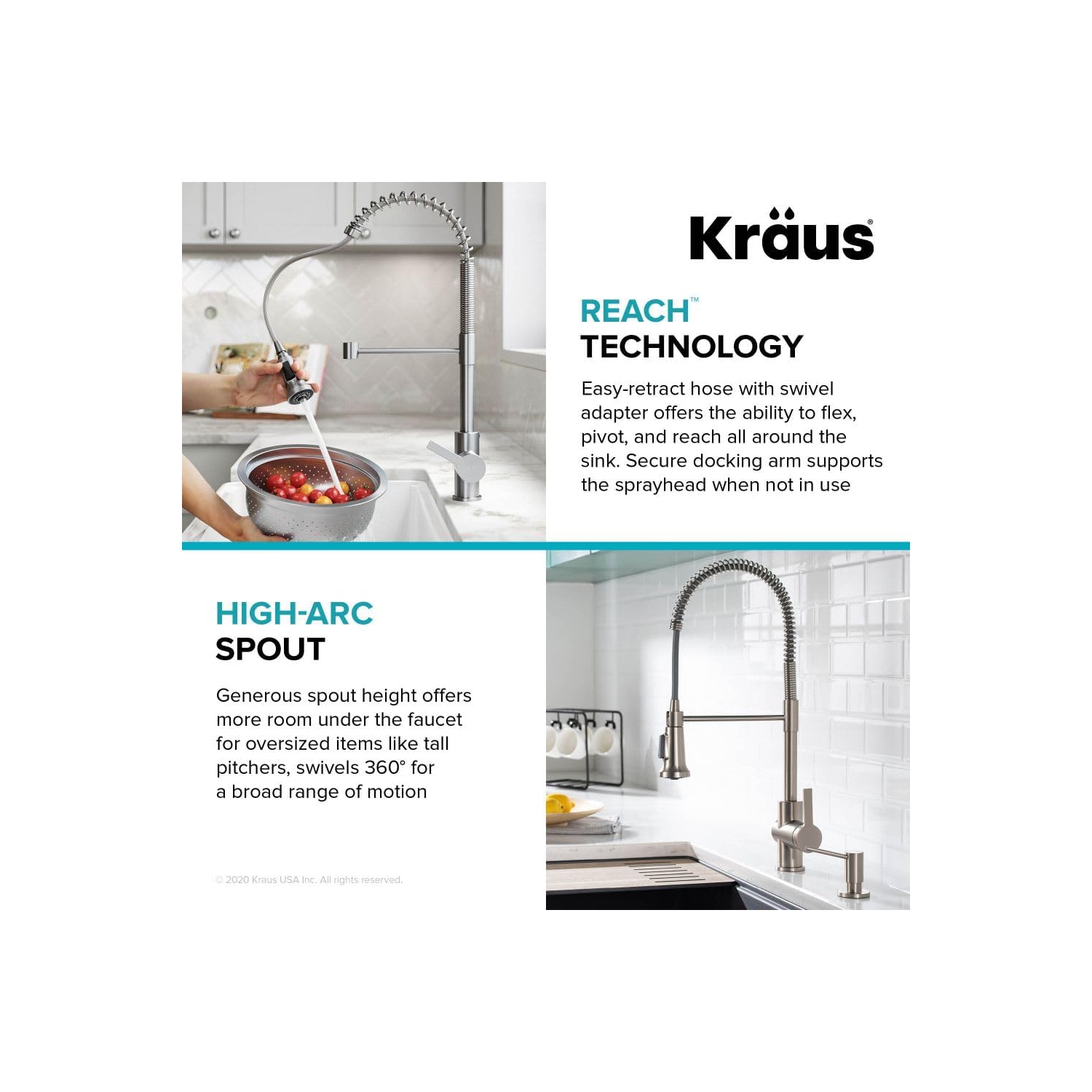 KRAUS Britt 2nd Gen Commercial Style Pull-Down Single Handle Kitchen Faucet in Brushed Brass, KPF-1691BB