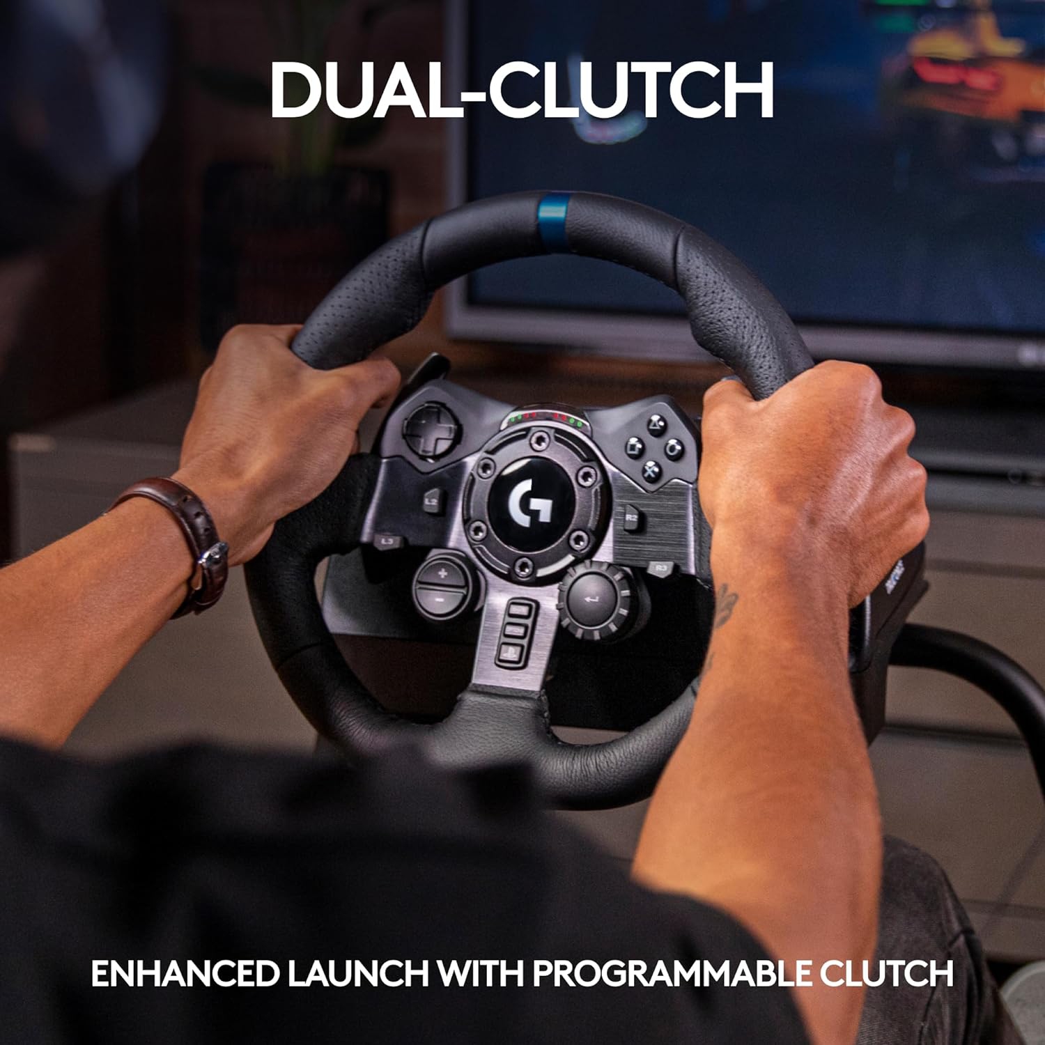 Logitech G923 Racing Wheel and Pedals for PS5, PS4, PC, Mac, TRUEFORCE up to 1000 Hz Force Feedback, Responsive Driving Design, Dual Clutch Launch