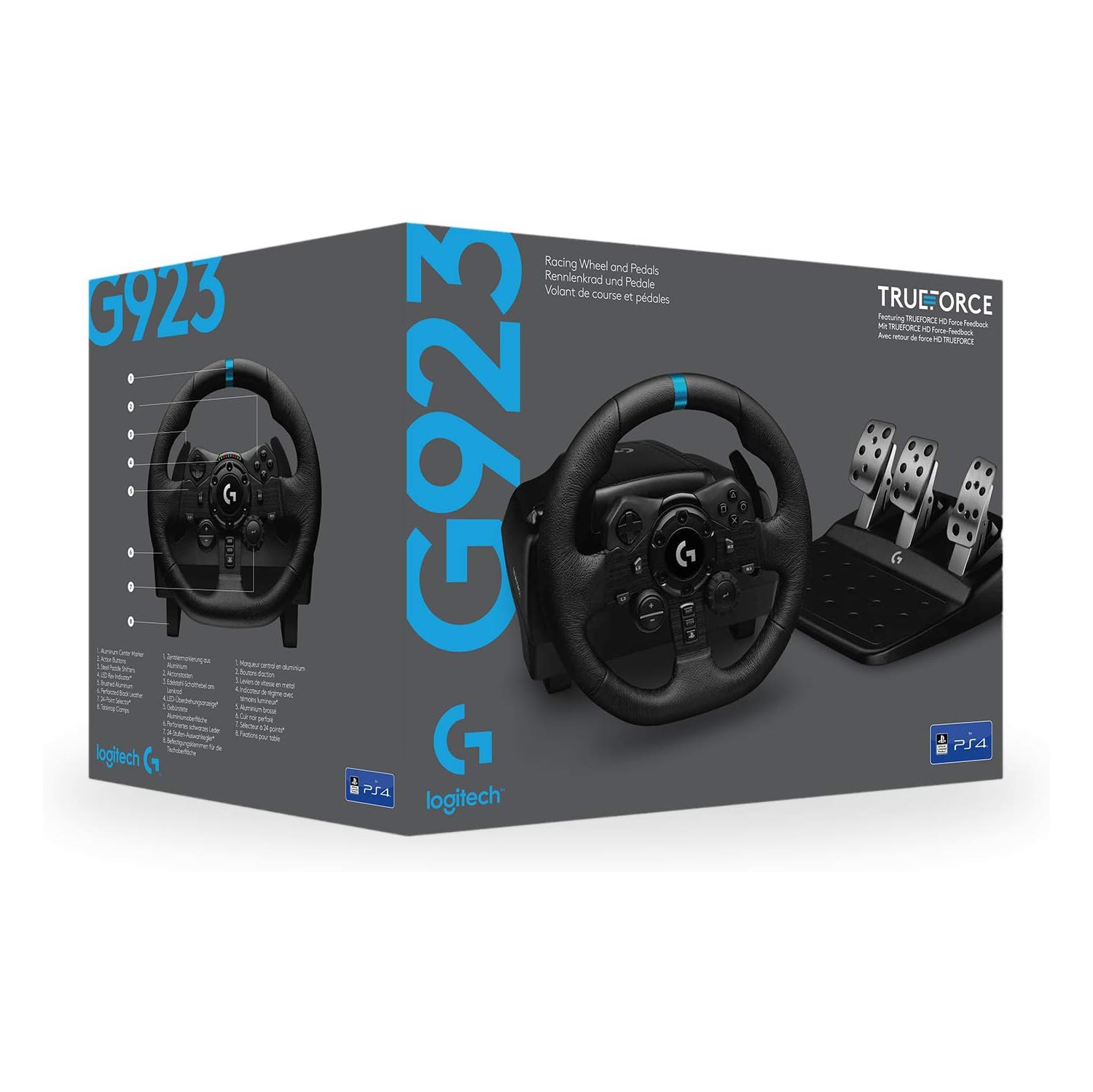 Logitech G923 Racing Wheel and Pedals for PS5, PS4, PC, Mac, TRUEFORCE up to 1000 Hz Force Feedback, Responsive Driving Design, Dual Clutch Launch