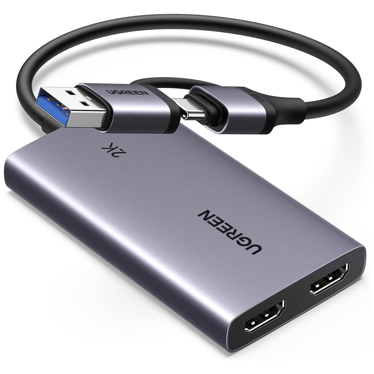 UGREEN 2K@30Hz HDMI Capture Card 4K@30Hz Passthrough Video USB 3.0 Full HD 1080P 60FPS with Low Latency for Streaming Gaming, Recording, Compatible