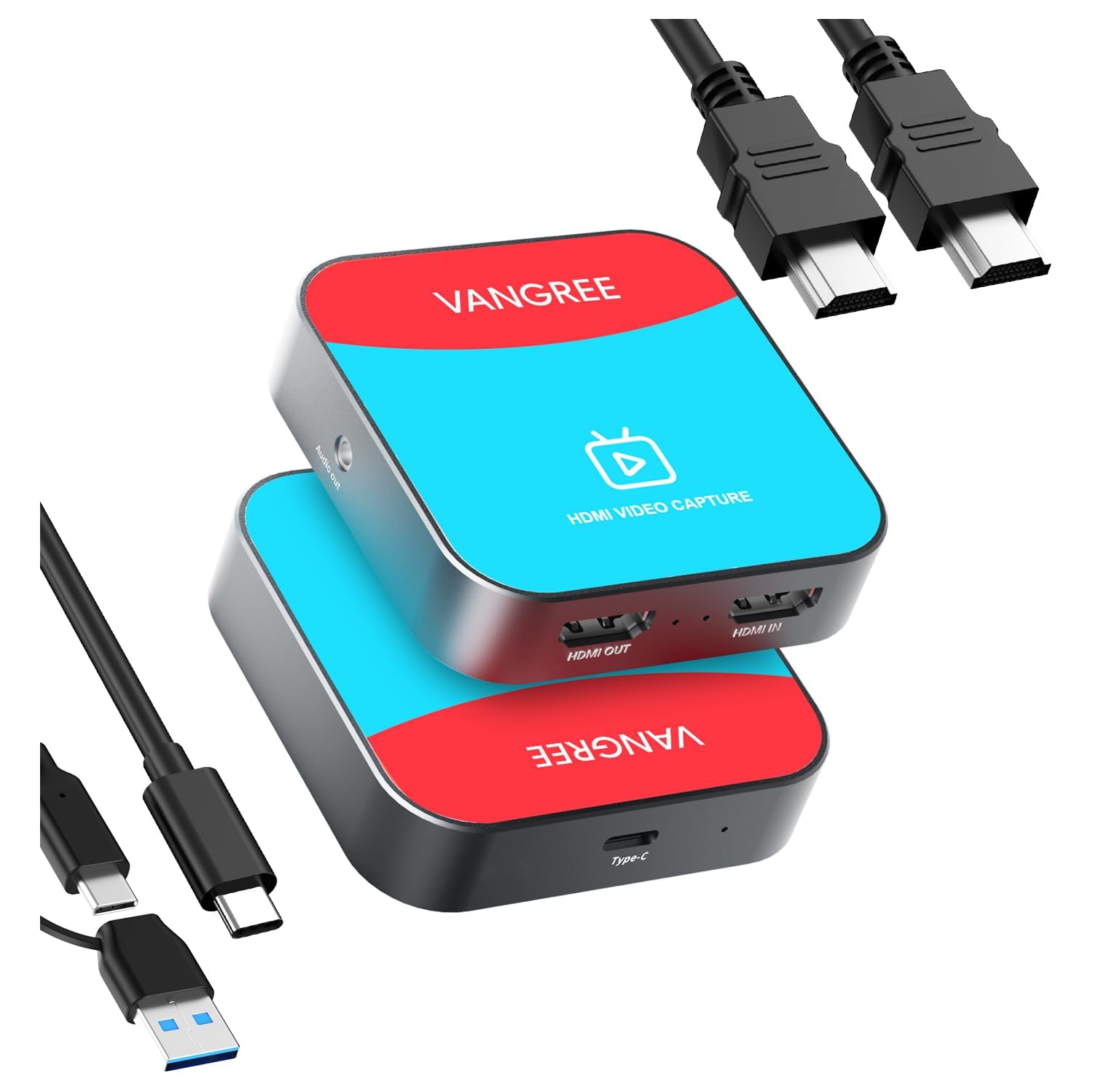 VANGREE Capture Card for Nintendo Switch, 4K Audio Video Capture Card, USB C 3.0 1080P 60FPS HDMI Recorder for Gaming/Live Streaming/Video