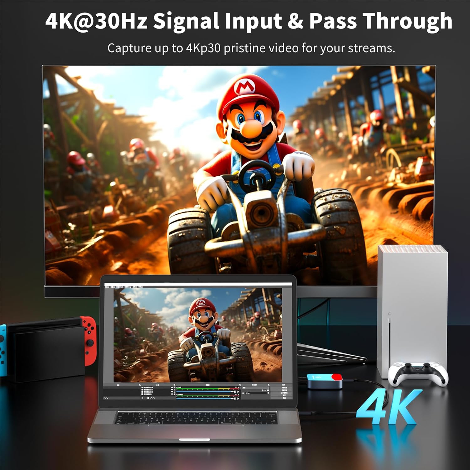 VANGREE Capture Card for Nintendo Switch, 4K Audio Video Capture Card, USB C 3.0 1080P 60FPS HDMI Recorder for Gaming/Live Streaming/Video