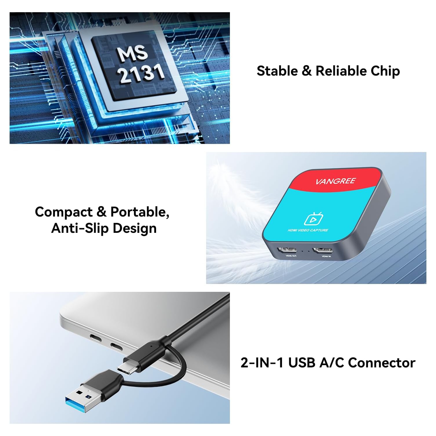 VANGREE Capture Card for Nintendo Switch, 4K Audio Video Capture Card, USB C 3.0 1080P 60FPS HDMI Recorder for Gaming/Live Streaming/Video