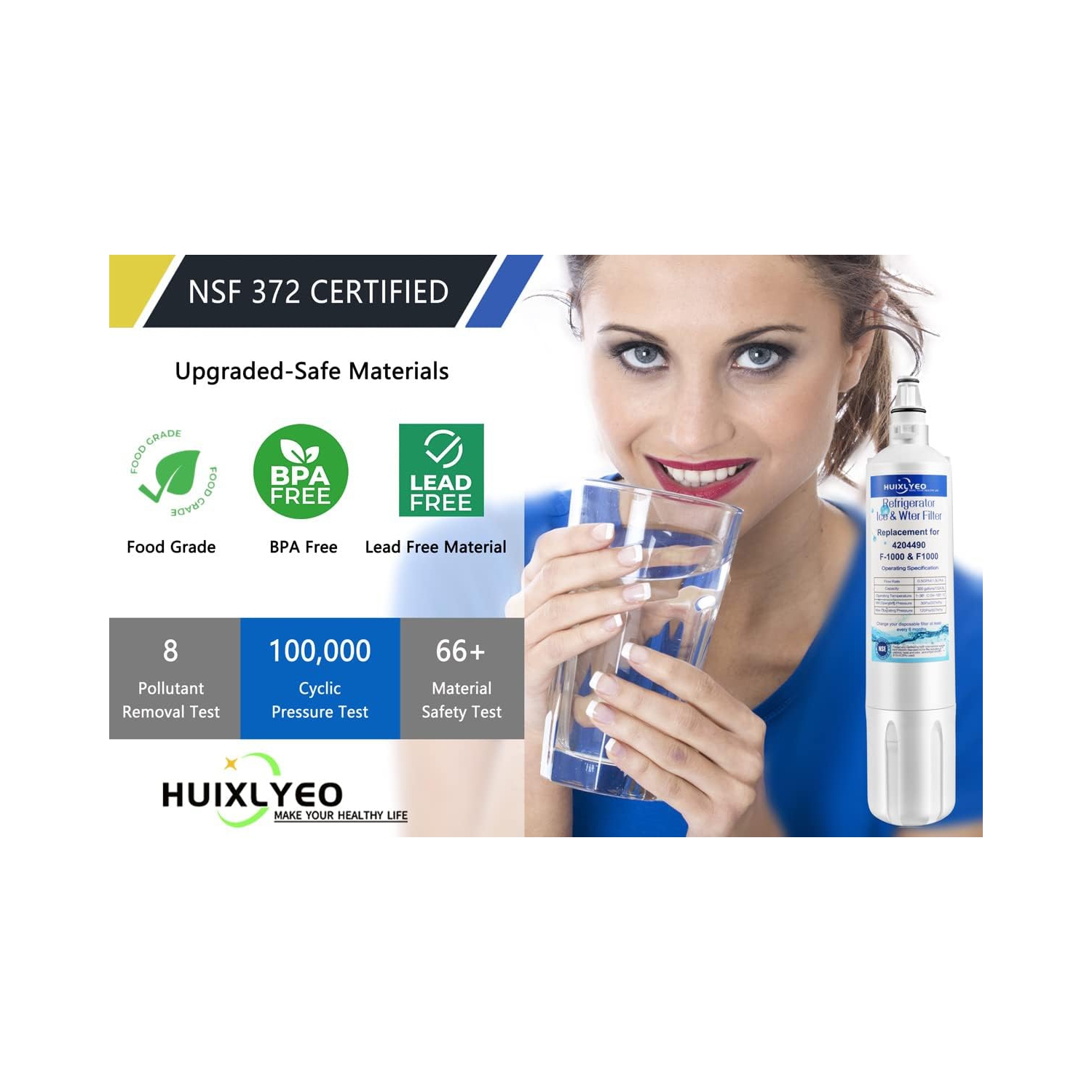 4204490 Water Filter Replacement for Sub-Zero 4204490, 4290510 Refrigerator Water Filter, 3Pcs