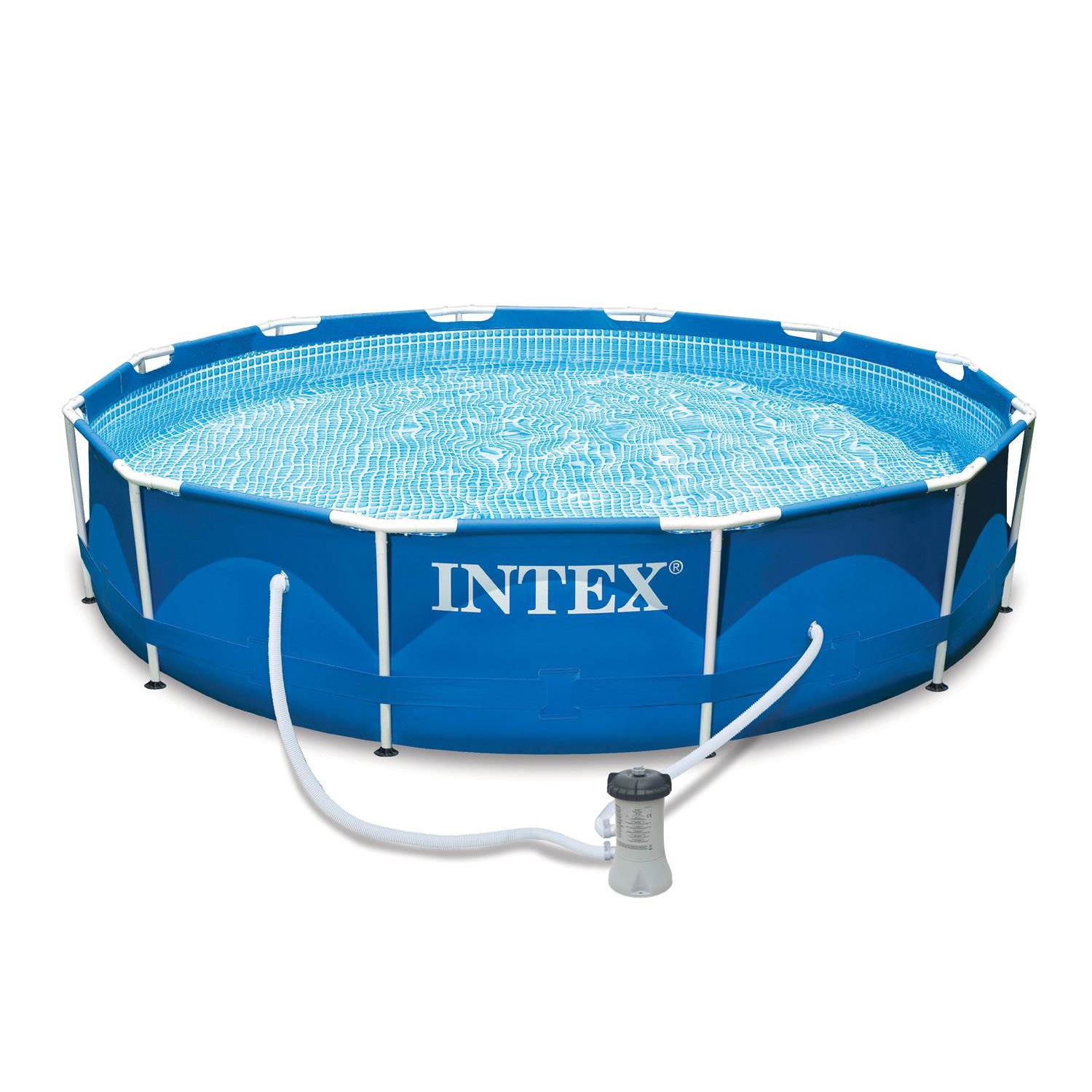 Ensemble de piscine hors terre ronde à cadre en métal 12&nbsp;pi x 30&nbsp;po d'Intex avec pompe