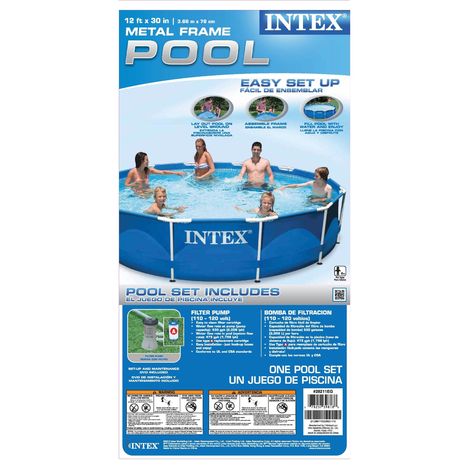 Ensemble de piscine hors terre ronde à cadre en métal 12&nbsp;pi x 30&nbsp;po d'Intex avec pompe