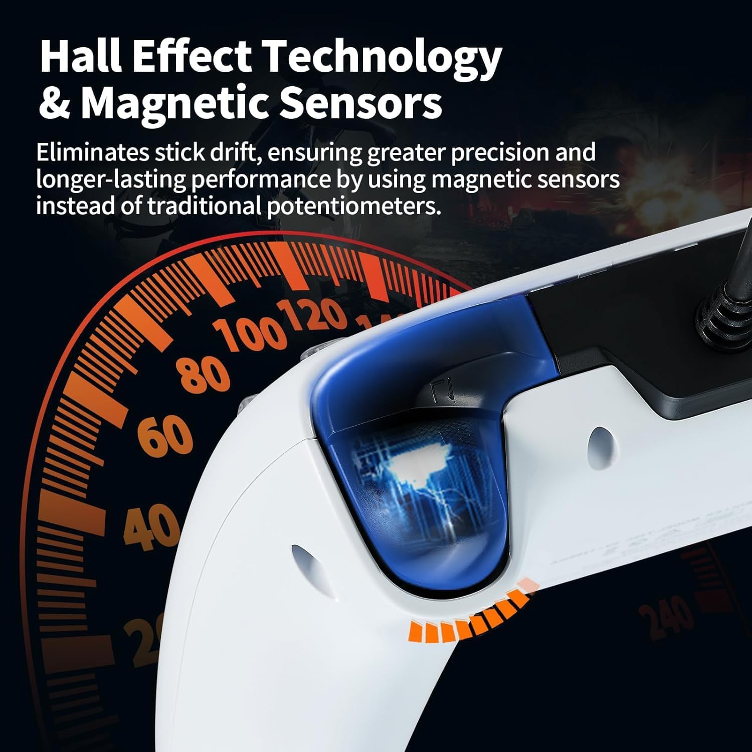 NBCP Wired Game Controller for PS5, PS4 & PC, USB Gamepad Joystick for Windows 7/8/10, Laptop, Steam – Dual Vibration, Turbo Trigger, Hall Effect PS5