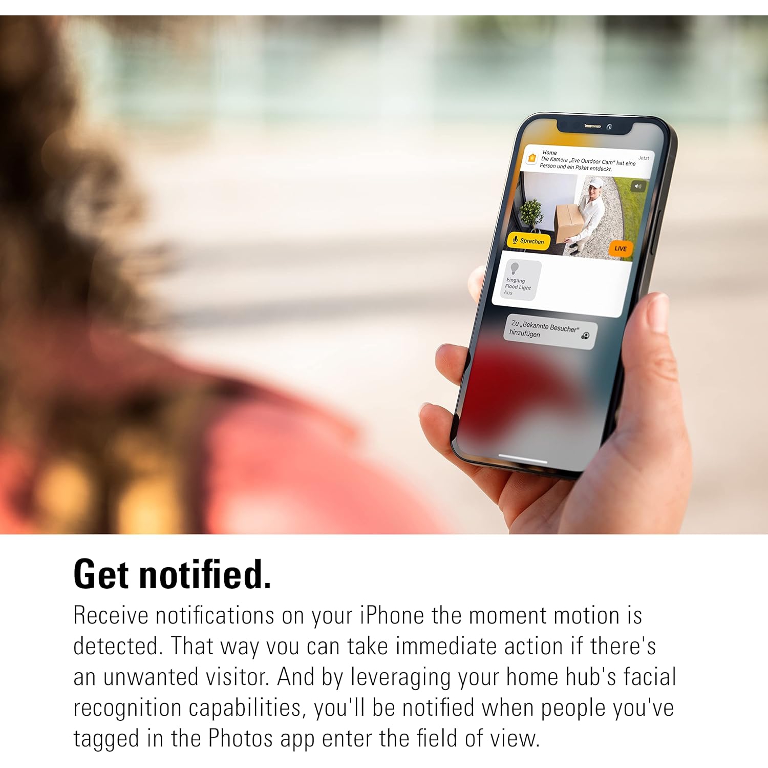 Eve Outdoor Cam – Secure floodlight Camera, 1080p, Night Vision, Wi-Fi (2.4 GHz), Motion Sensor, Two-Way Communication, Flexible & Easy Installation