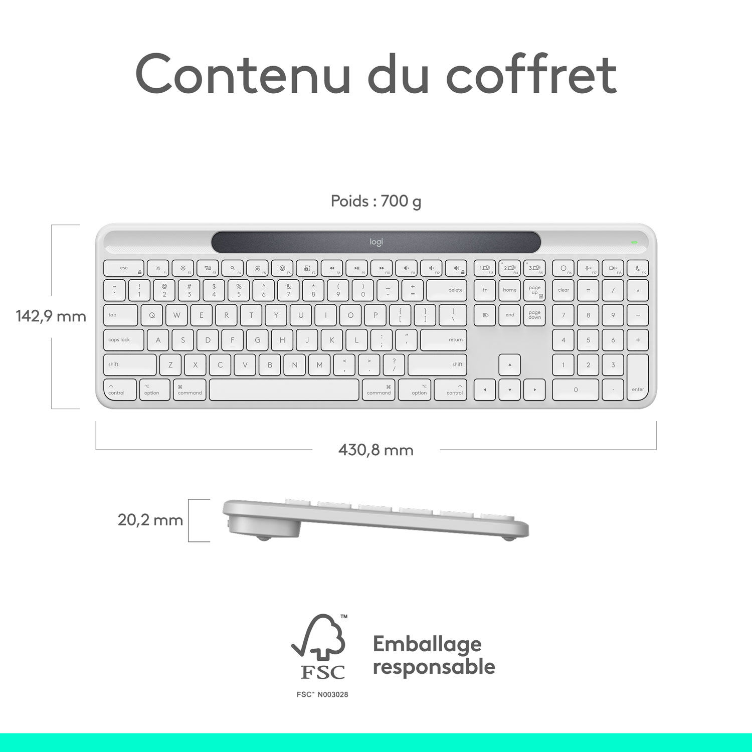 Clavier Bluetooth Signature Slim Solar+ K980 de Logitech pour Mac - Blanc cassé - Anglais - Exclusivité de Best Buy