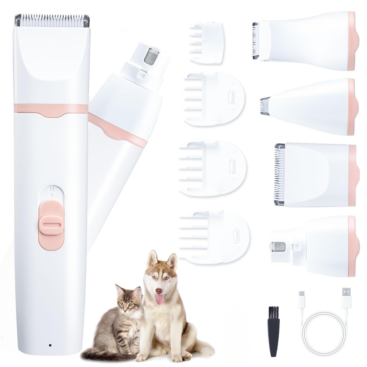 Tondeuse silencieuse pour chiens – Tondeuse professionnelle 4-en-1 pour chiens de petite taille, tondeuse sans fil rechargeable pour animaux de